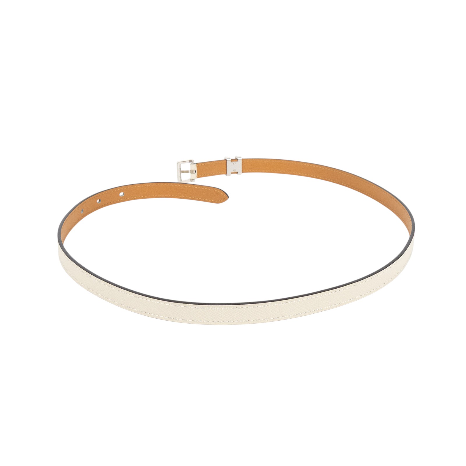 愛馬仕 Hermes Pop H 15 腰帶 粉筆白 銀色扣 H081087CK10075 POP米白細皮帶 #75 無附屬品