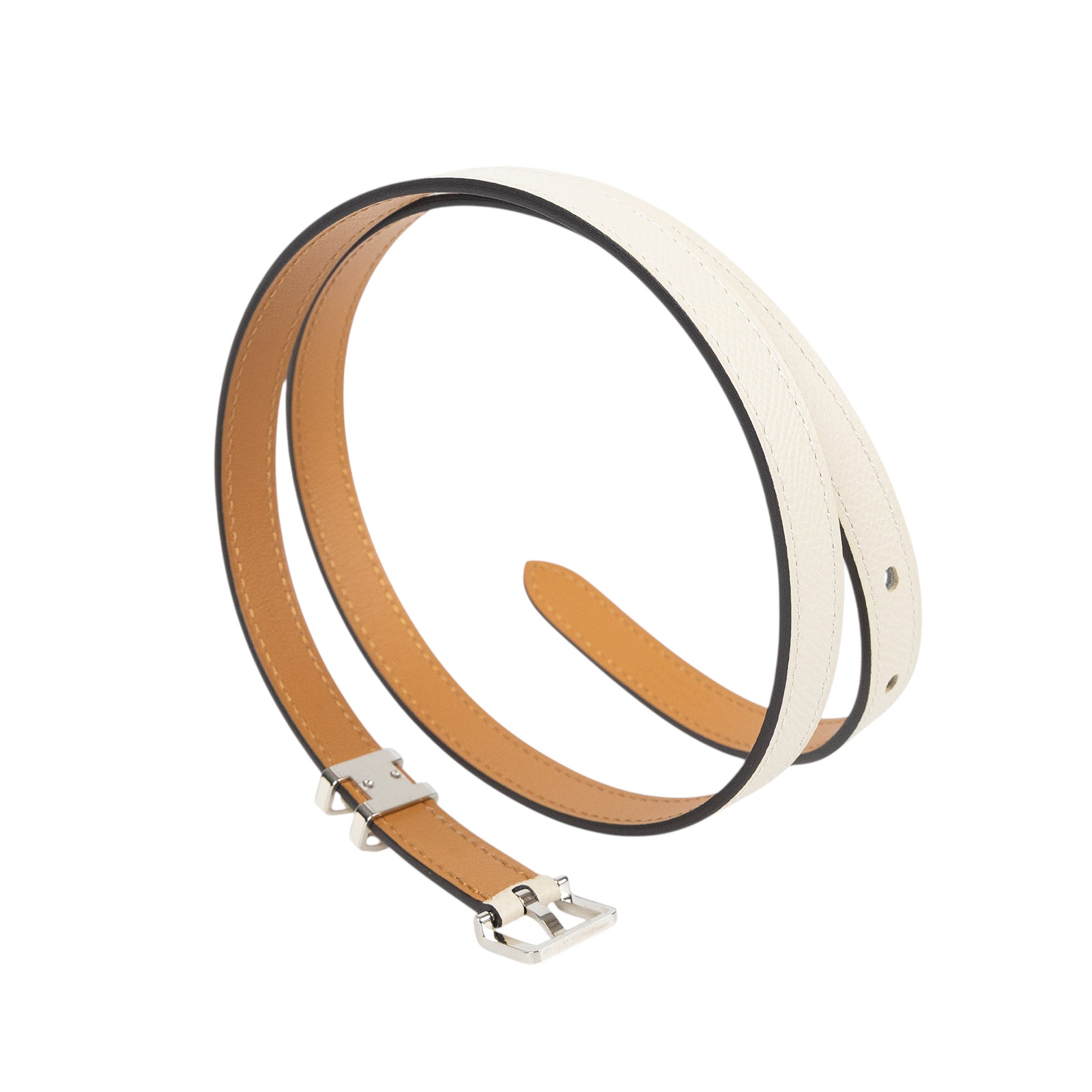 愛馬仕 Hermes Pop H 15 腰帶 粉筆白 銀色扣 H081087CK10075 POP米白細皮帶 #75 無附屬品