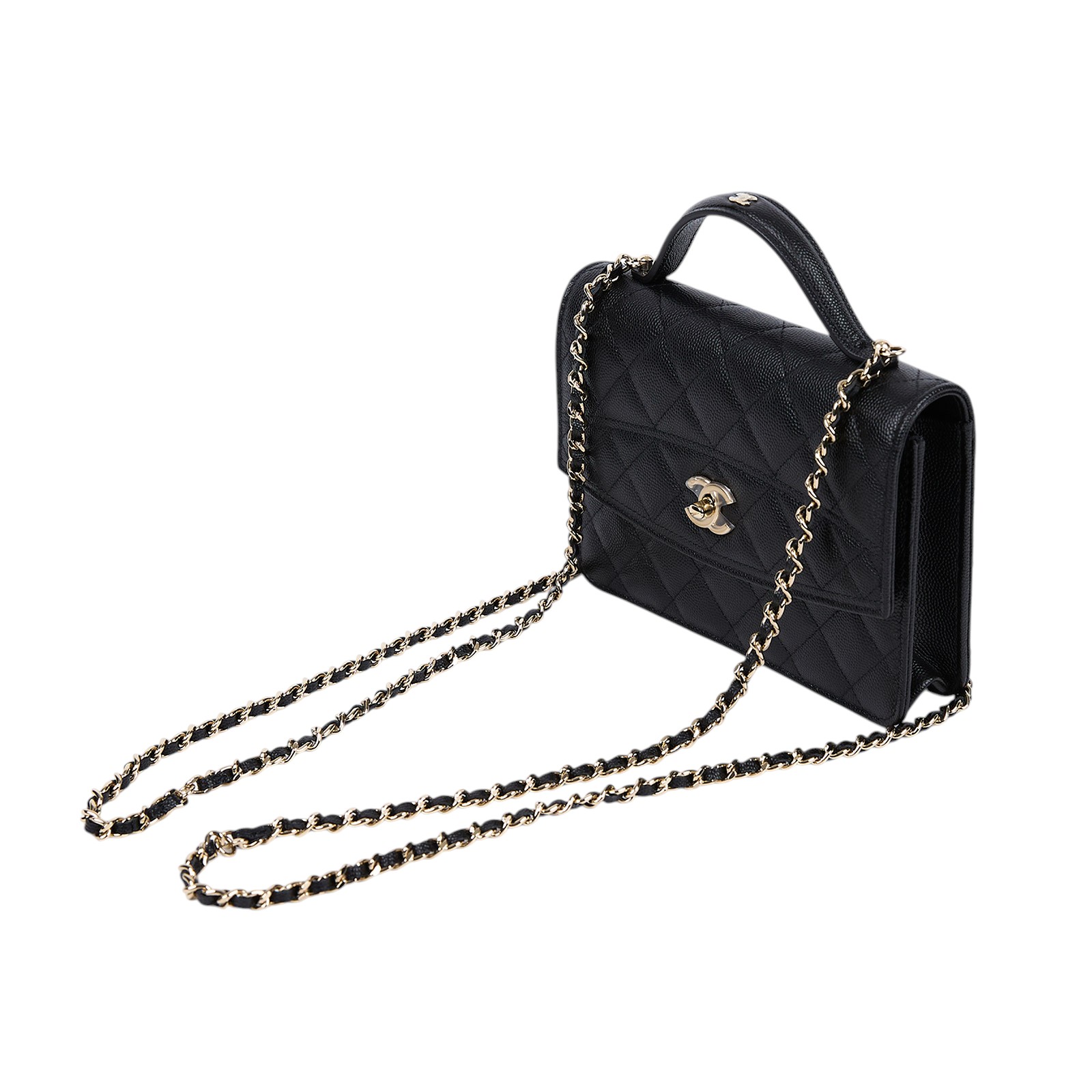 香奈兒 CHANEL 25C  WOC 荔枝 肩背包 AP4406 晶片款 黑荔枝手提練包 防塵袋