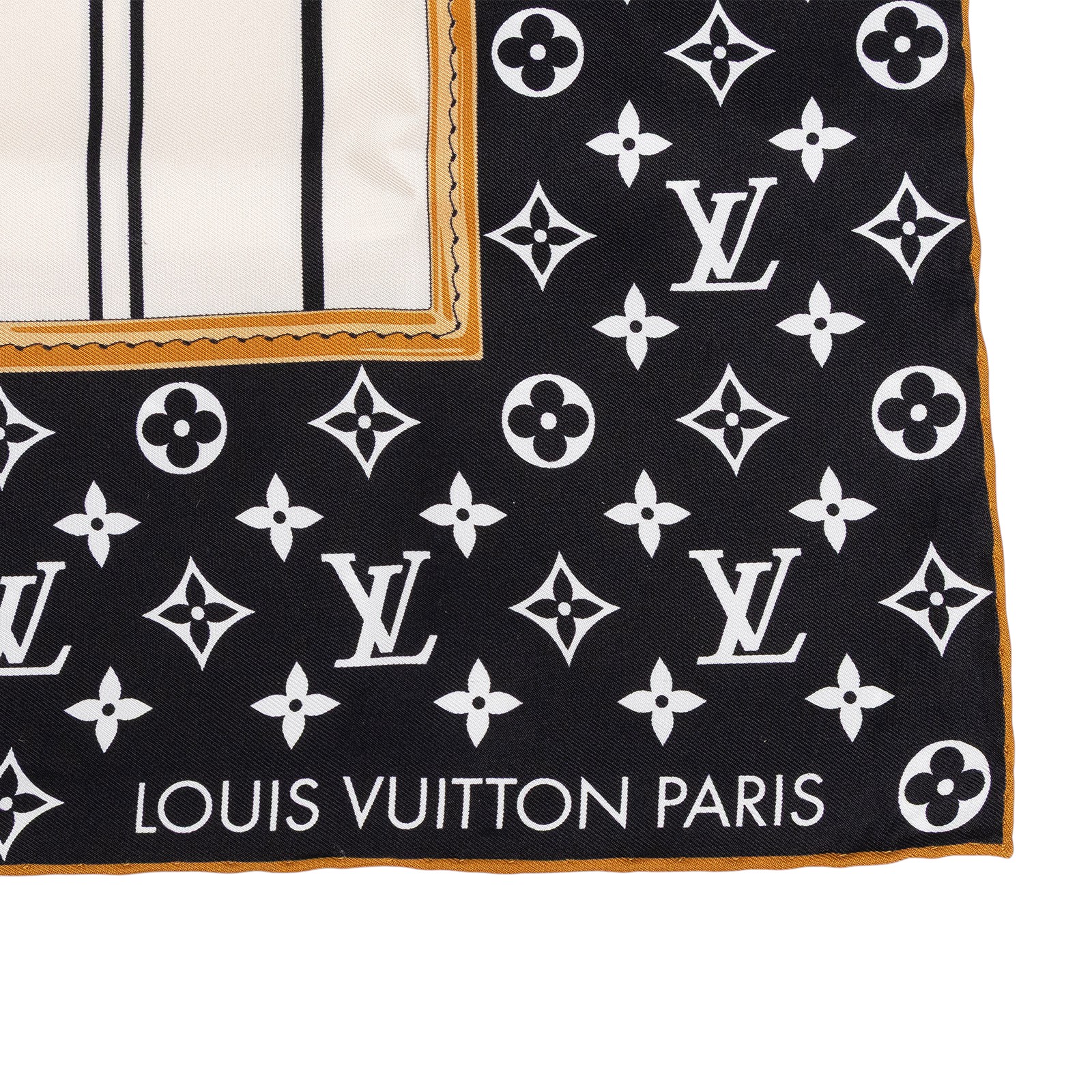 路易威登 LOUIS VUITTON My Neverfull 90方巾 黑色 M96471 黑白鎖鏈絲巾90CM 無附屬品