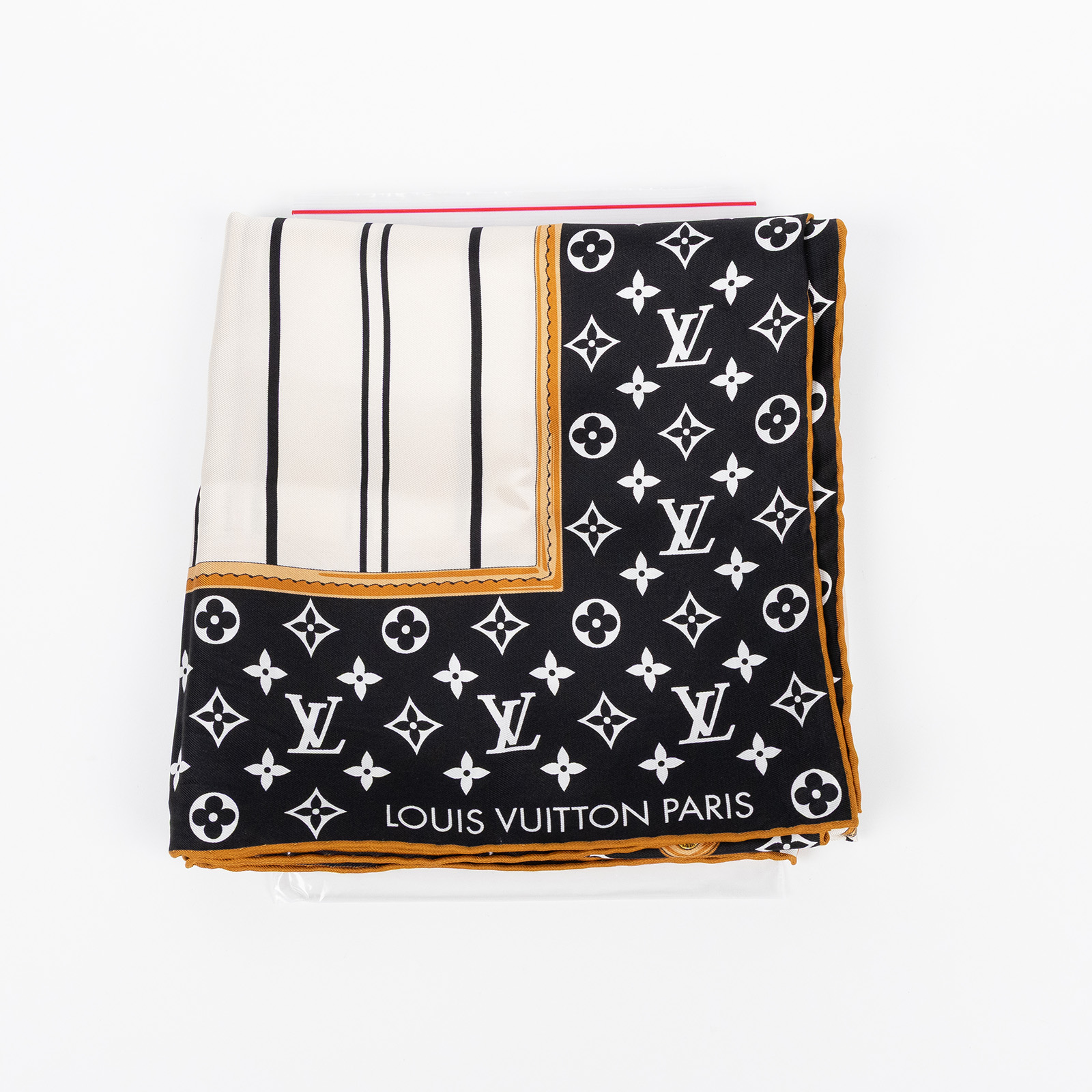 路易威登 LOUIS VUITTON My Neverfull 90方巾 黑色 M96471 黑白鎖鏈絲巾90CM 無附屬品