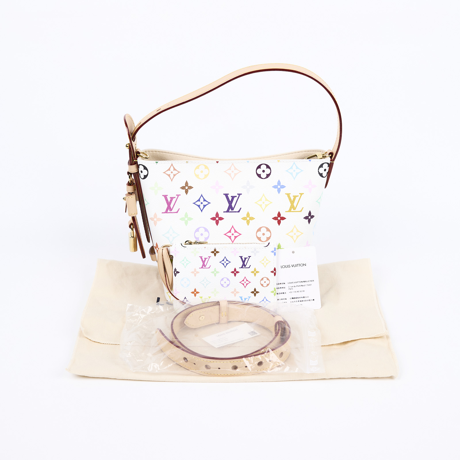 路易威登 LOUIS VUITTON TM 村上隆聯名 All In BB 手提包 M13089 晶片款 白彩ALL IN BB 防塵袋