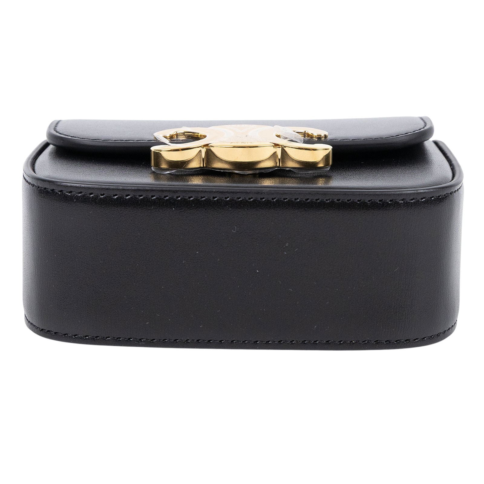 思琳 CELINE Claude 亮澤牛皮革 迷你 手袋 10I513DPV 黑MINI TRIOMPHE 原廠盒子/ 防塵袋