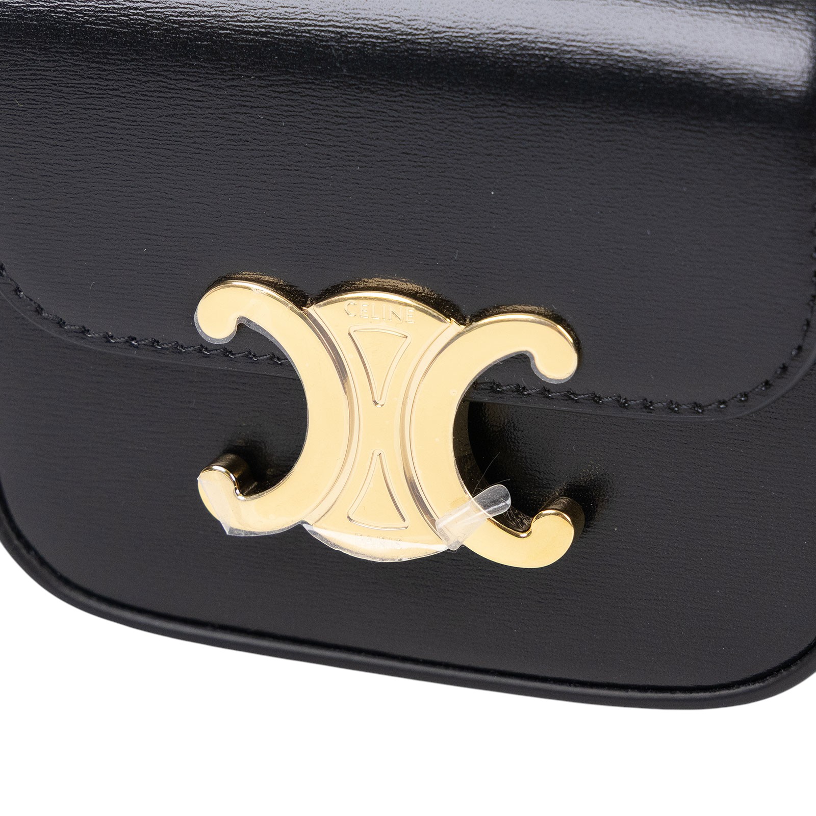 思琳 CELINE Claude 亮澤牛皮革 迷你 手袋 10I513DPV 黑MINI TRIOMPHE 原廠盒子/ 防塵袋