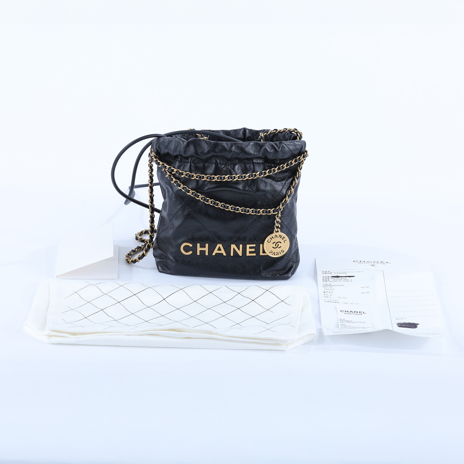 香奈兒 CHANEL 22 迷你 束口包 AS3980 B19059 黑22包 MINI 防塵袋/購買證明