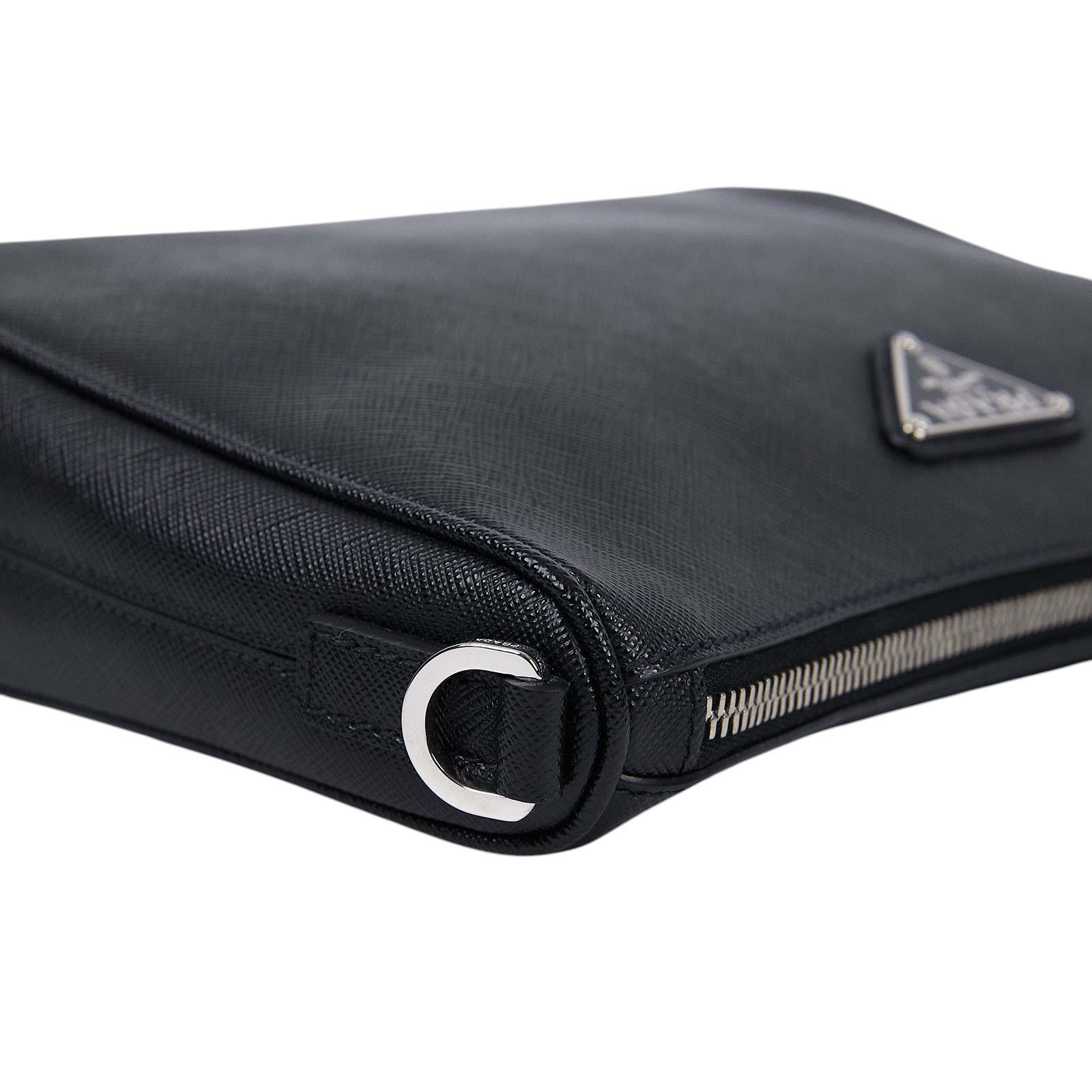 普拉達 PRADA 皮革肩背袋 2VH113_9Z2 黑全皮三合一斜背包 防塵袋