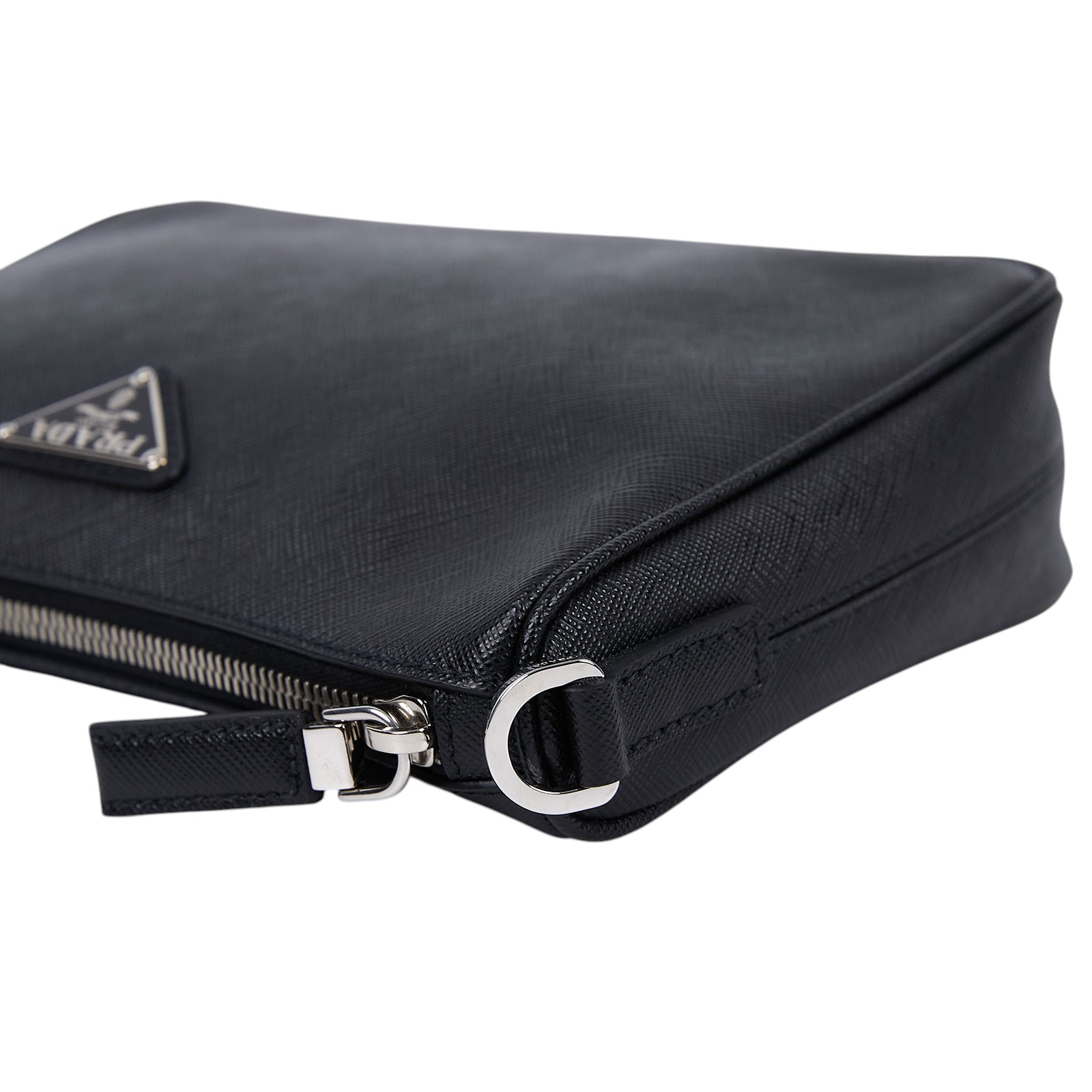 普拉達 PRADA 皮革肩背袋 2VH113_9Z2 黑全皮三合一斜背包 防塵袋