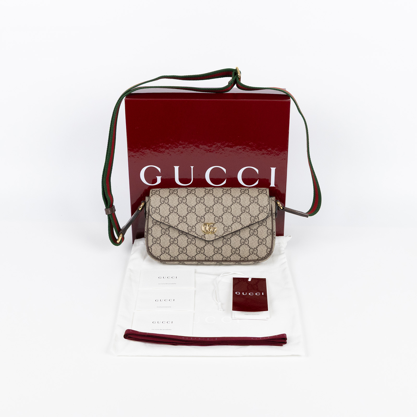 古馳 GUCCI Ophidia 迷你袋 764961 96IWG OphidiaGG 帆布翻蓋斜背包 原廠盒子/防塵袋