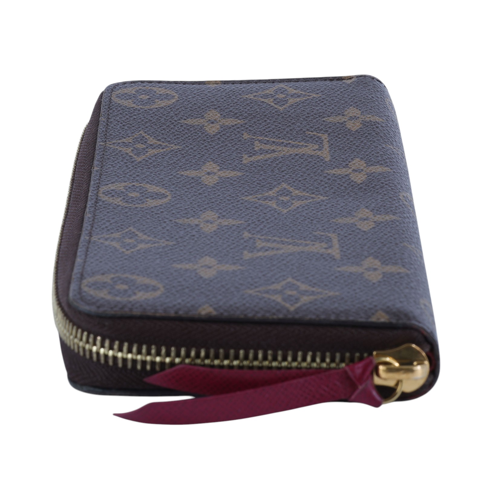 路易威登 LOUIS VUITTON Clémence 錢包 拉鍊 長夾 經典帆布 紫紅色 M60742 晶片款 莓紅原花拉鍊長夾 防塵袋/原廠盒子