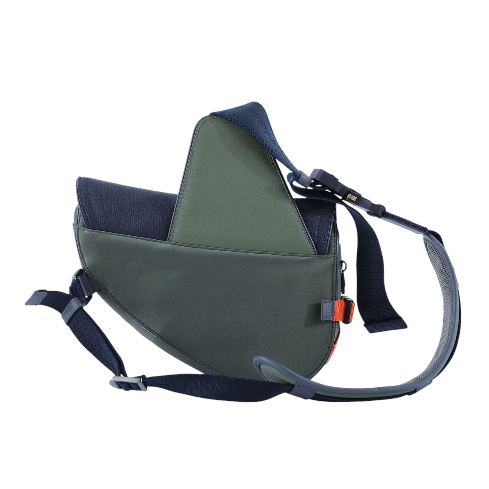 迪奧 CHRISTIAN DIOR Saddle 馬鞍包 Sacai聯名 1ADP0246USC 綠尼龍拚藍馬鞍包 防塵袋/保證卡