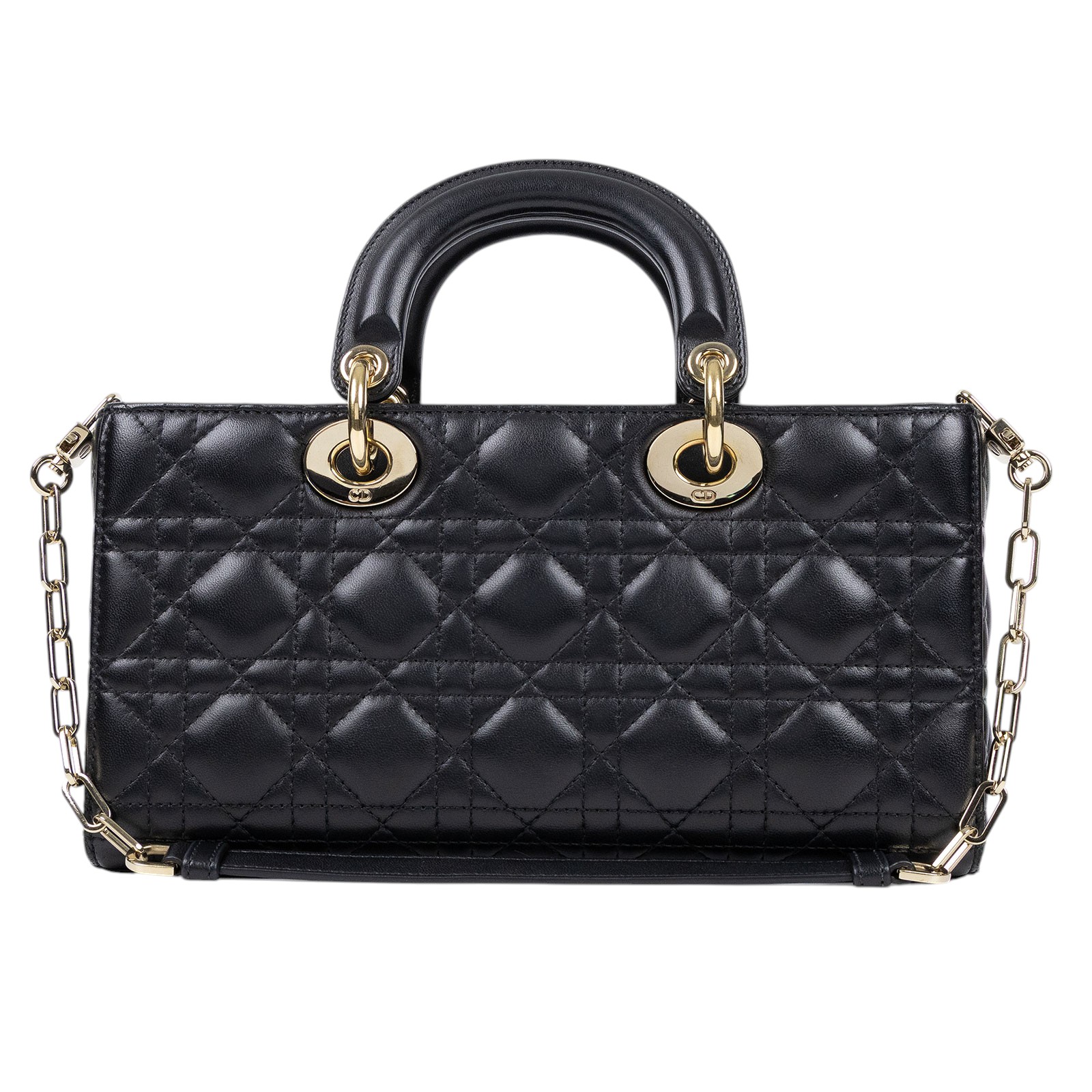 迪奧 CHRISTIAN DIOR Lady D-Joy 中型包 M0540ONGE 黑金D-JOY 無附屬品