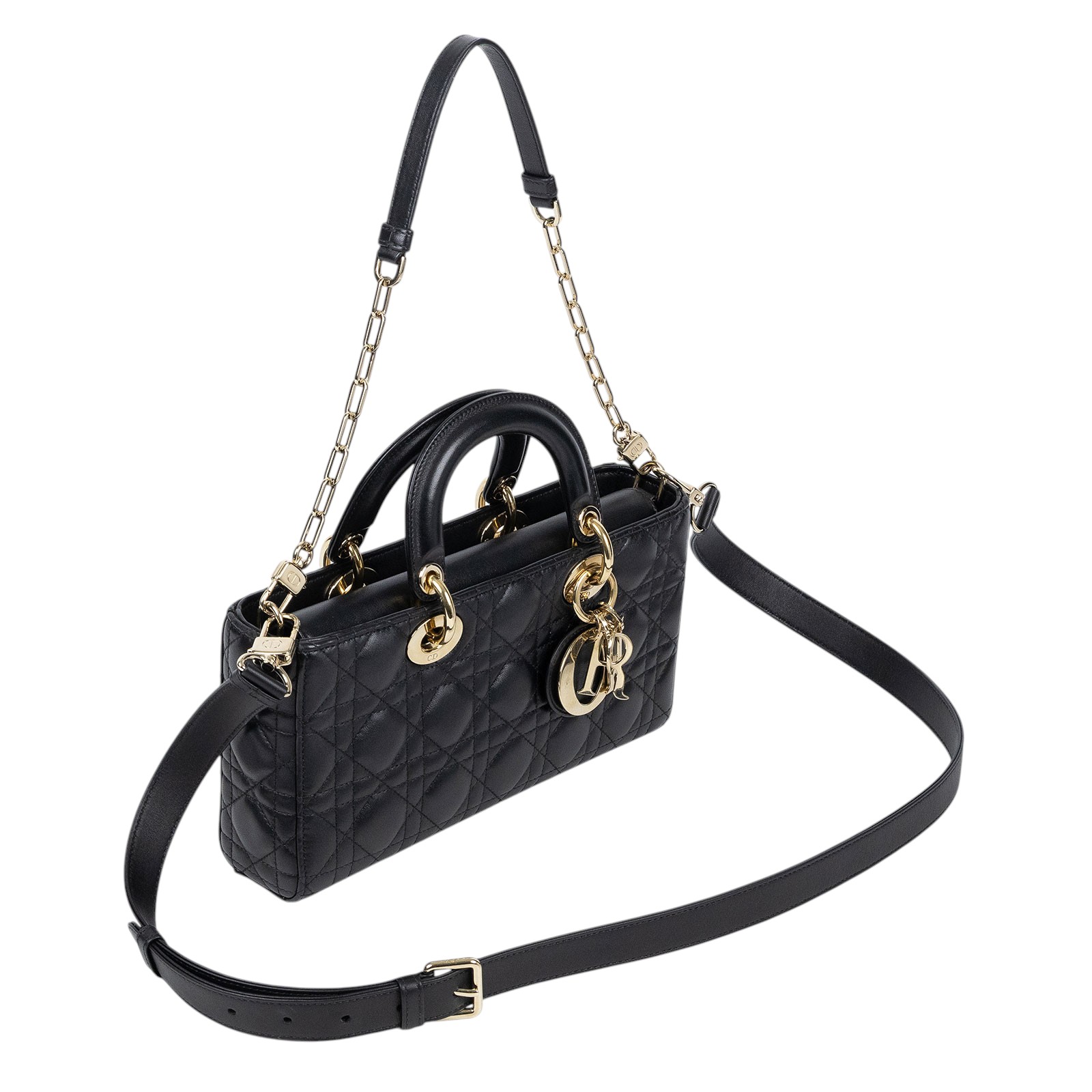 迪奧 CHRISTIAN DIOR Lady D-Joy 中型包 M0540ONGE 黑金D-JOY 無附屬品