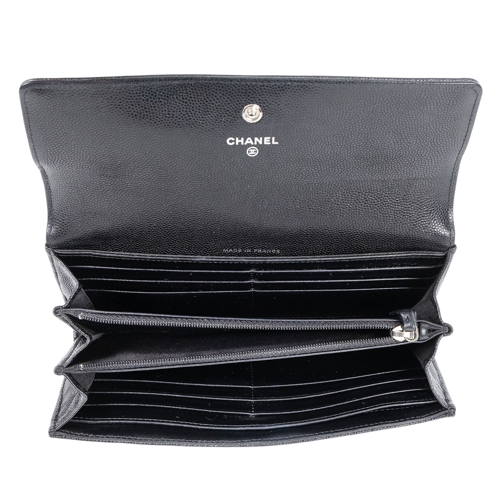 香奈兒 CHANEL Boy 雙C 荔枝皮 牛皮 釦式 長夾 A80286 29開 黑荔枝BOY長夾 防塵袋