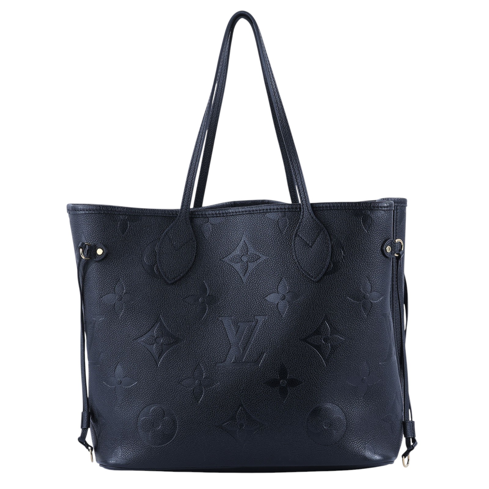 路易威登 LOUIS VUITTON Neverfull MM 手提 托特包 壓花牛皮 黑色 M45685 晶片款 黑壓紋TOTE 防塵袋/內袋