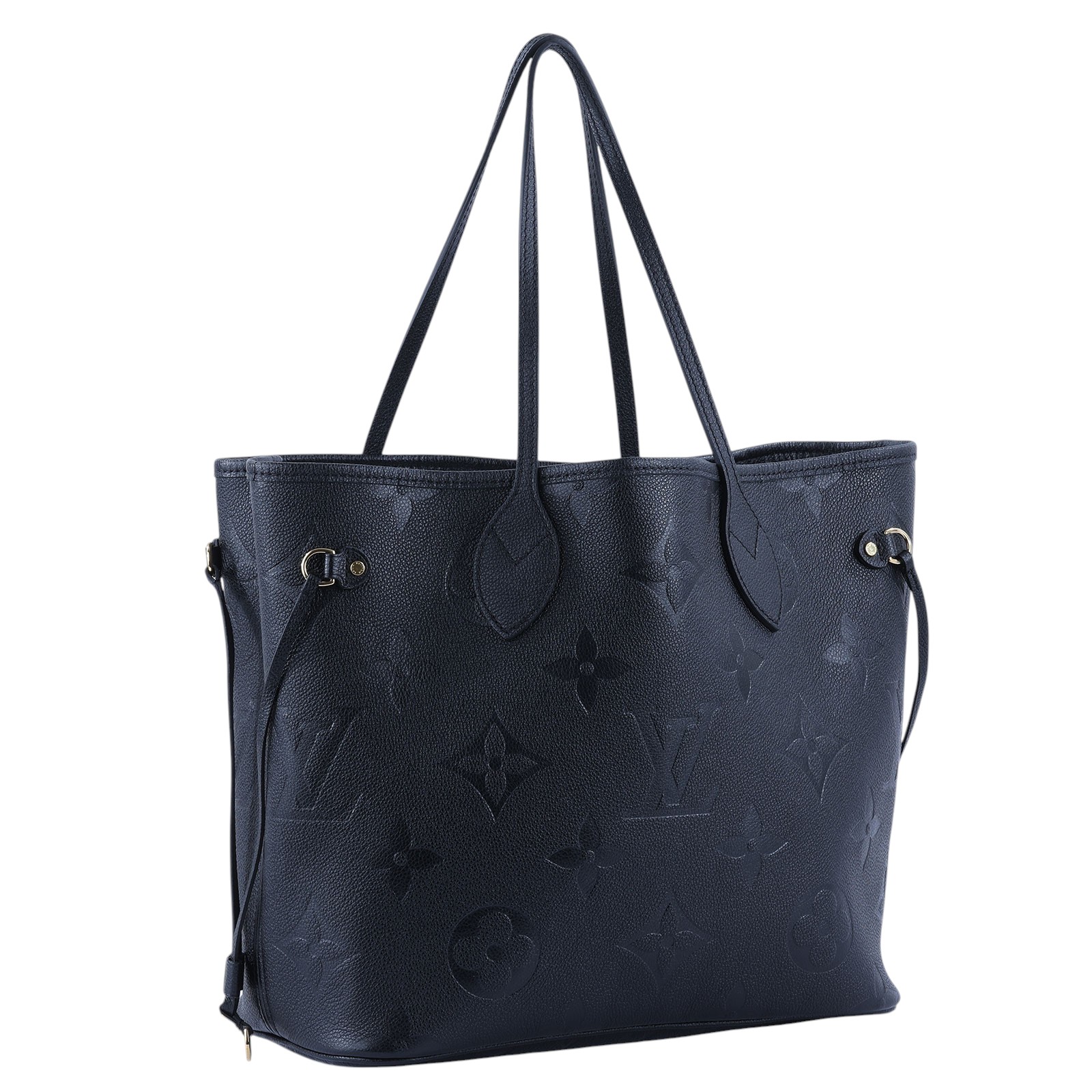 路易威登 LOUIS VUITTON Neverfull MM 手提 托特包 壓花牛皮 黑色 M45685 晶片款 黑壓紋TOTE 防塵袋/內袋