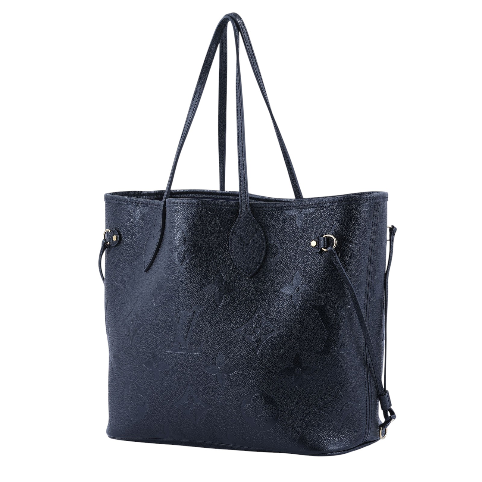 路易威登 LOUIS VUITTON Neverfull MM 手提 托特包 壓花牛皮 黑色 M45685 晶片款 黑壓紋TOTE 防塵袋/內袋