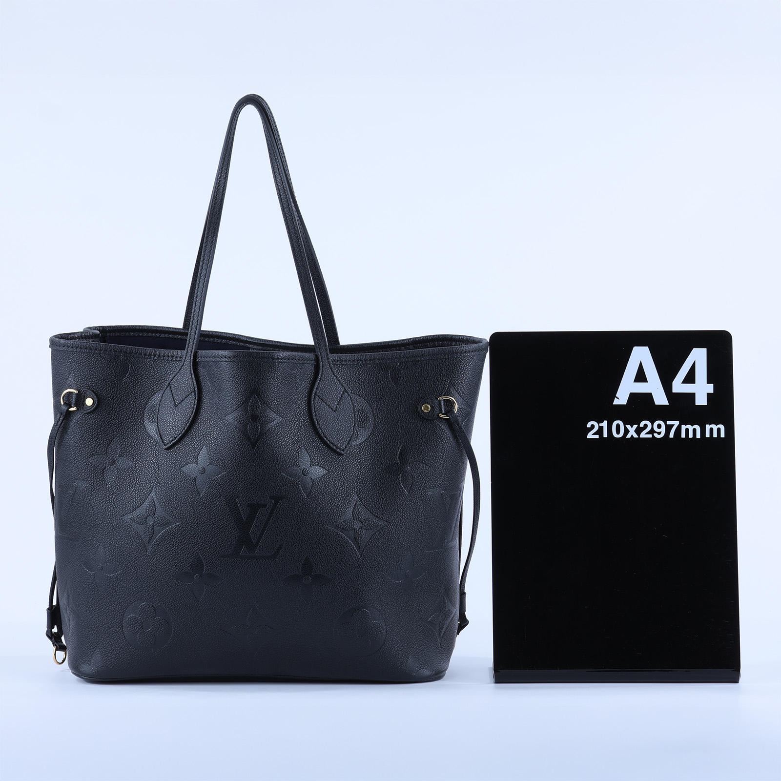 路易威登 LOUIS VUITTON Neverfull MM 手提 托特包 壓花牛皮 黑色 M45685 晶片款 黑壓紋TOTE 防塵袋/內袋