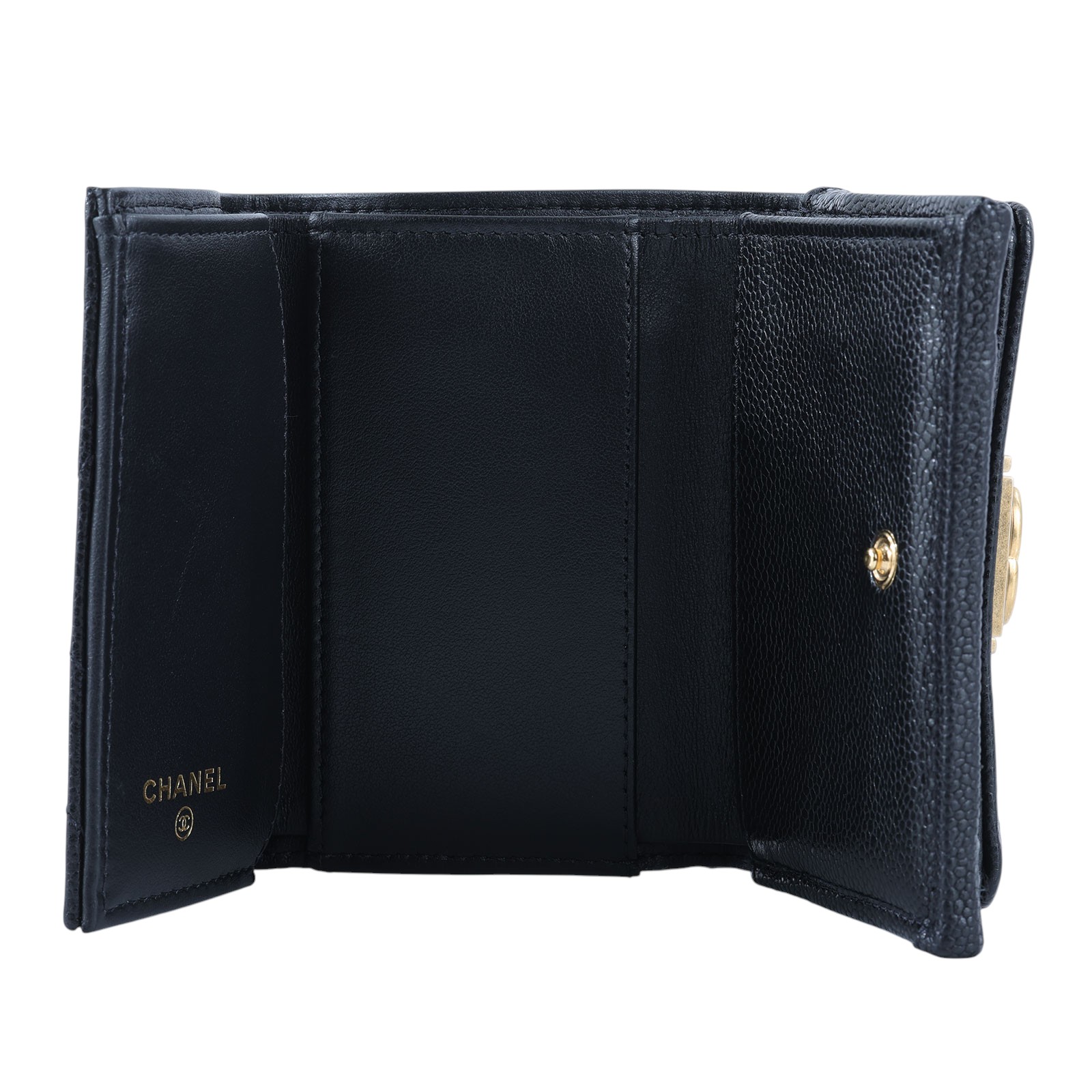 香奈兒 CHANEL Boy 錢包 三摺 短夾  晶片款 黑BOY三折山型紋短夾 防塵袋