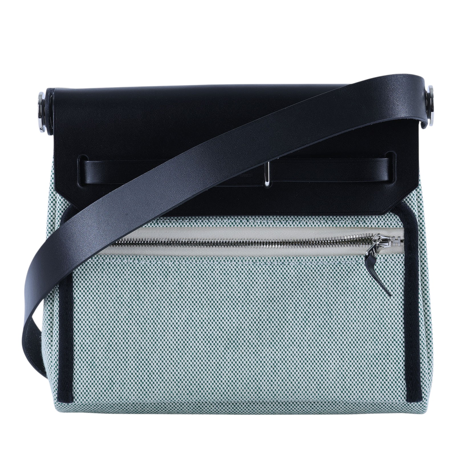 愛馬仕 Hermès Herbag Zip 20 HER20 K刻 白綠HERBAG 20 原廠盒子/防塵袋