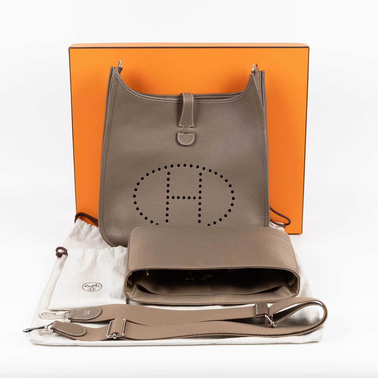 愛馬仕 Hermès Evelyne Bag 伊芙琳包 29 馬蹄型 EV29 T刻 大象灰EVELYNE29 防塵袋/原廠盒子