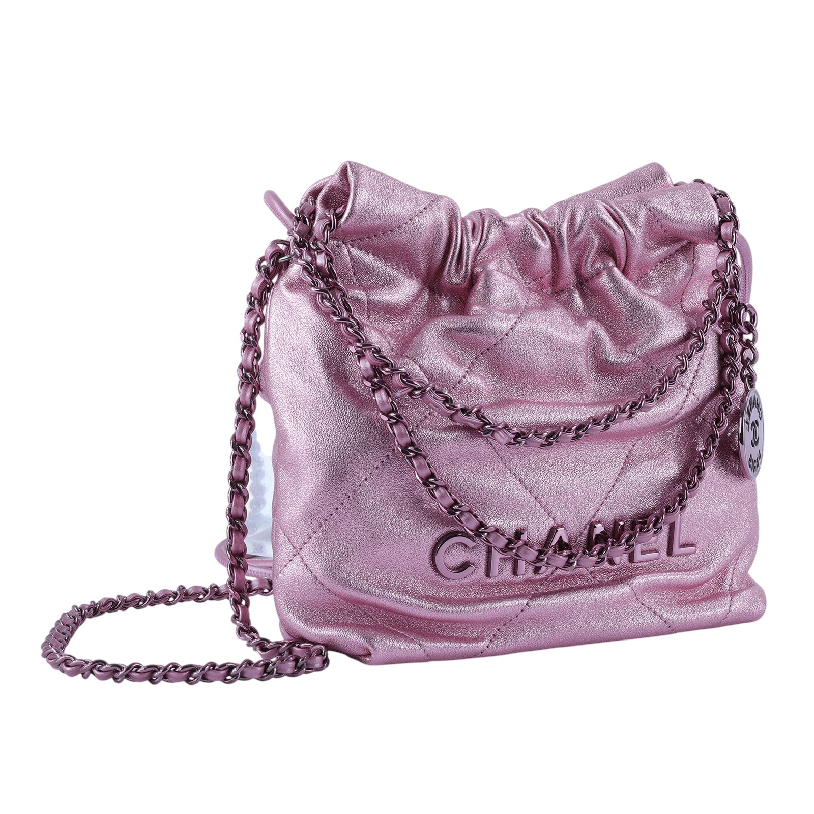 香奈兒 CHANEL 22 迷你 束口包 AS3980 晶片款 金屬粉22包MINI 防塵袋