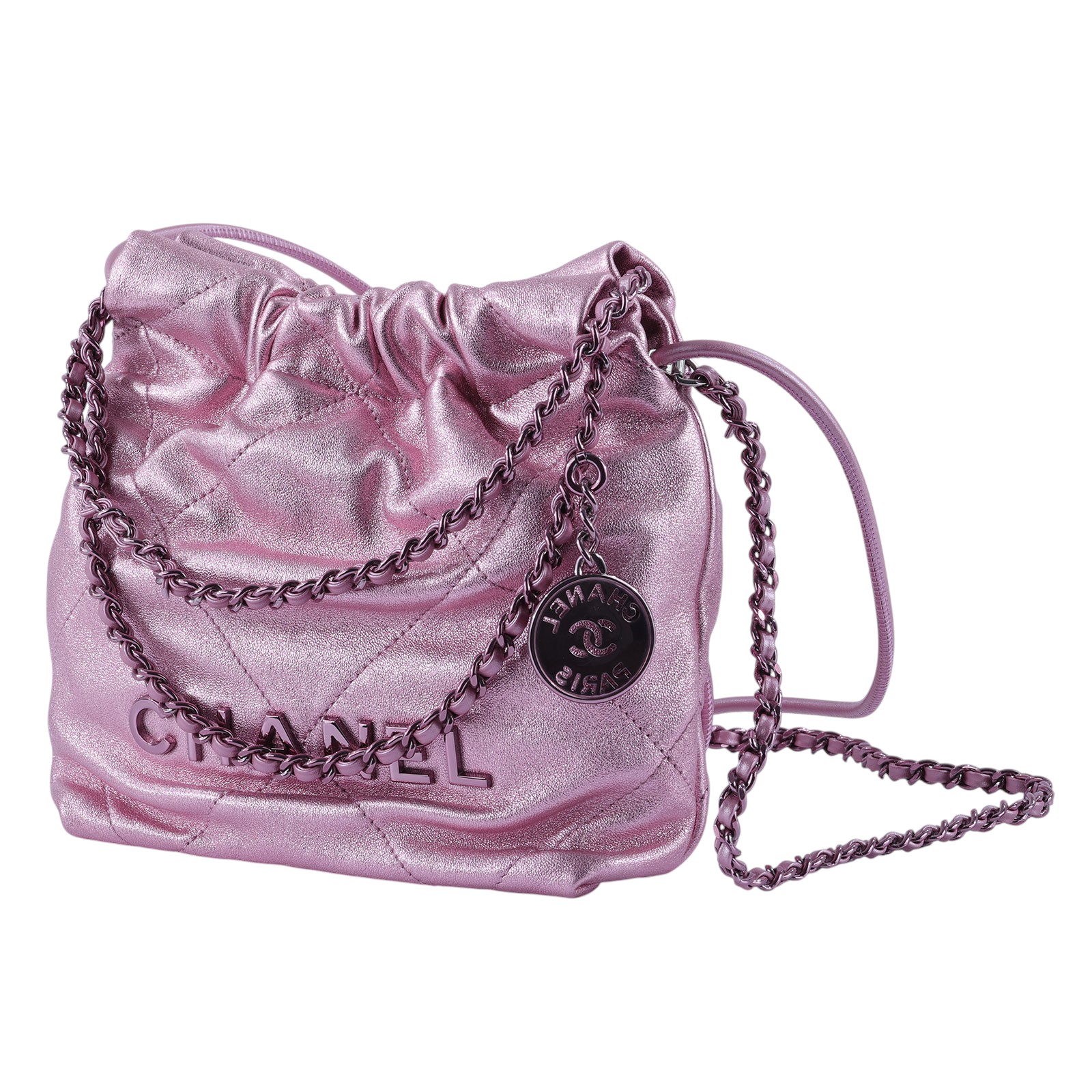 香奈兒 CHANEL 22 迷你 束口包 AS3980 晶片款 金屬粉22包MINI 防塵袋