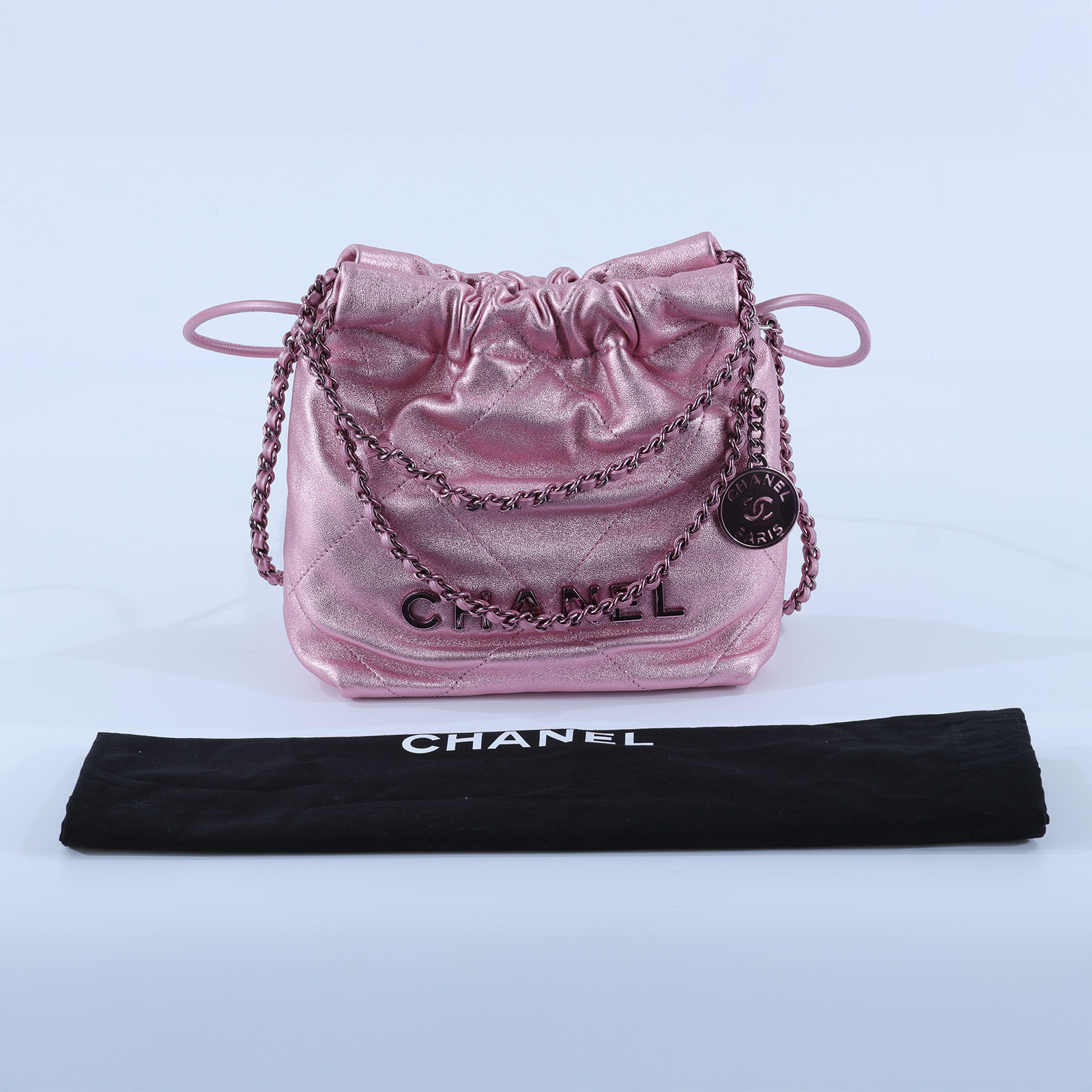 香奈兒 CHANEL 22 迷你 束口包 AS3980 晶片款 金屬粉22包MINI 防塵袋