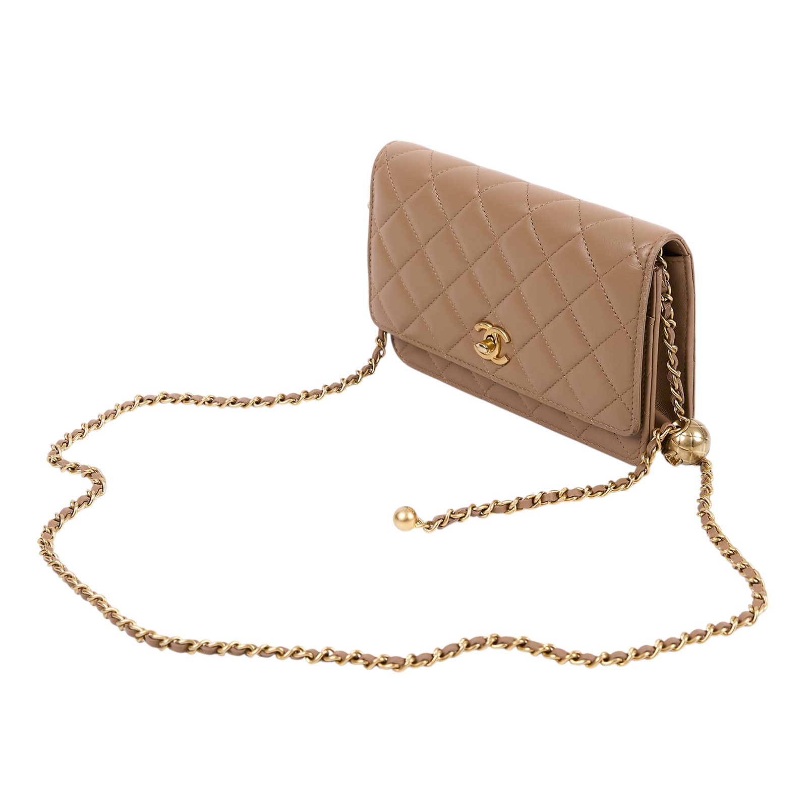 香奈兒 CHANEL 菱格紋 WOC 金球 鍊帶包 AP1450 B02916 晶片款 泰奶金球WOC 防塵袋