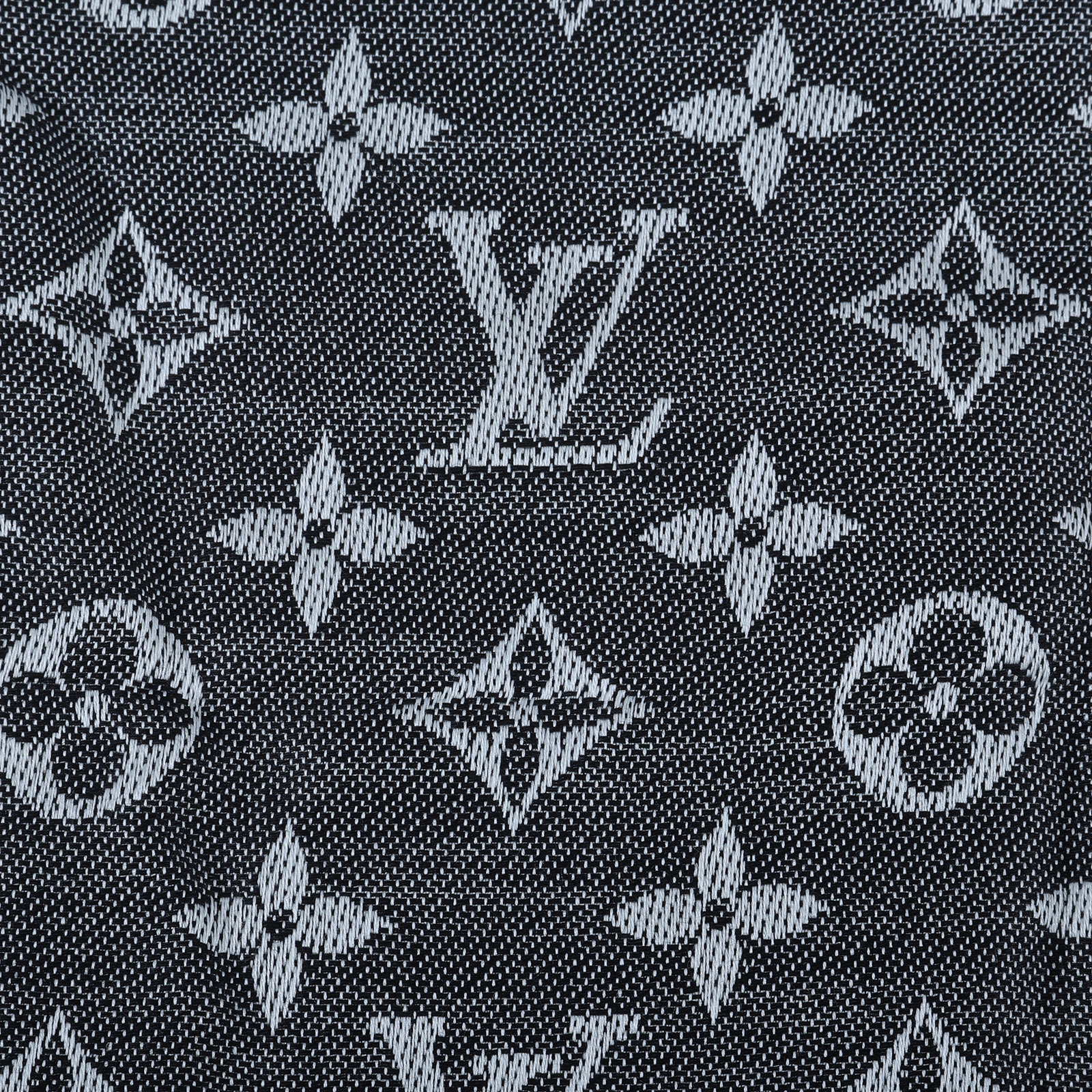路易威登 LOUIS VUITTON Monogram Denim 披肩 黑色 M71378 黑原花圍巾 無附屬品