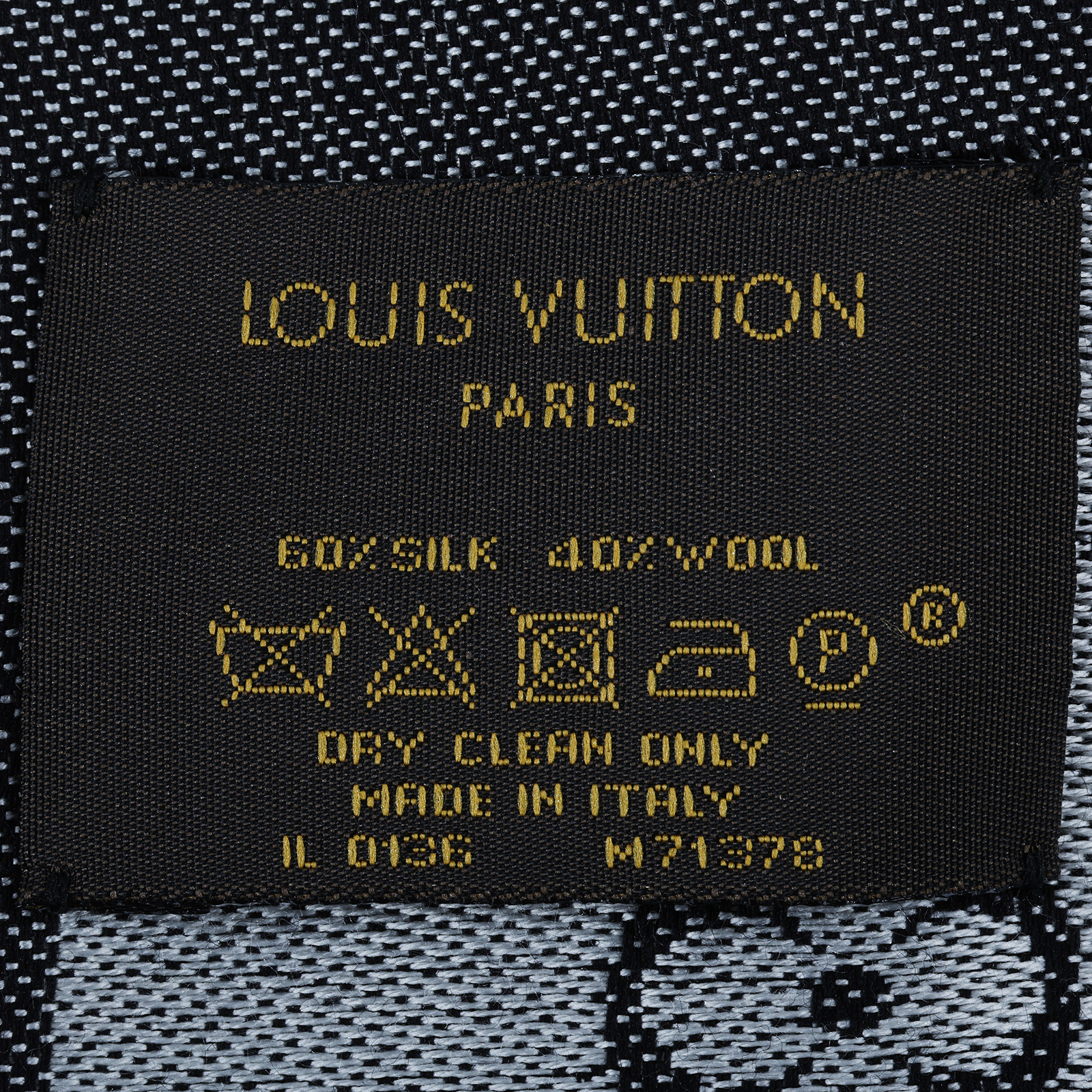 路易威登 LOUIS VUITTON Monogram Denim 披肩 黑色 M71378 黑原花圍巾 無附屬品