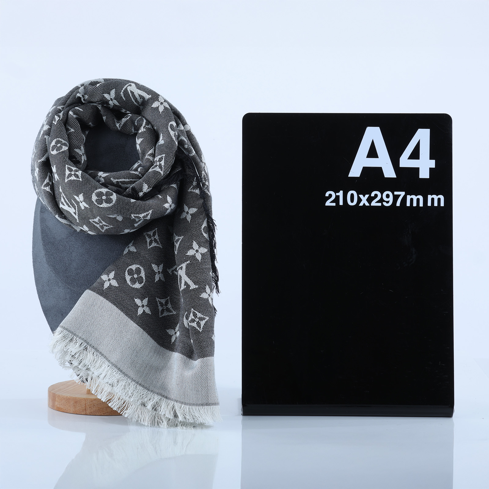 路易威登 LOUIS VUITTON Monogram Denim 披肩 黑色 M71378 黑原花圍巾 無附屬品