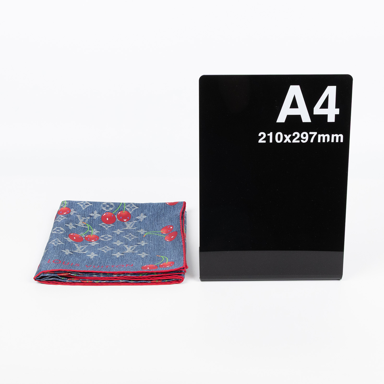 路易威登 LOUIS VUITTON Denim Cerise Square 90方巾 黑色 村上隆聯名 M96389 牛仔櫻桃印花絲巾 90CM 無附屬品