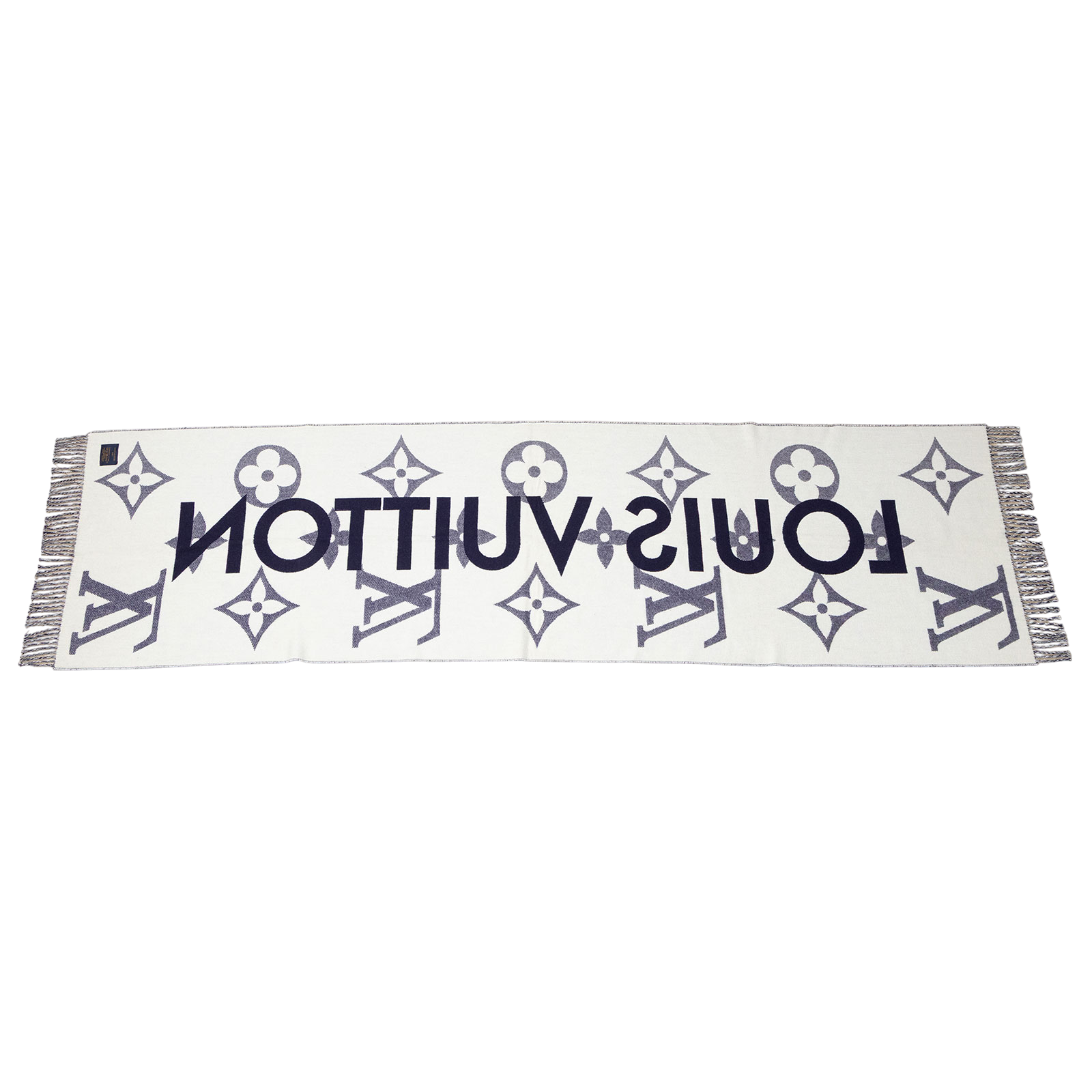 路易威登 LOUIS VUITTON Monogram Capital 圍巾 M73454 深藍圍巾 無附屬品
