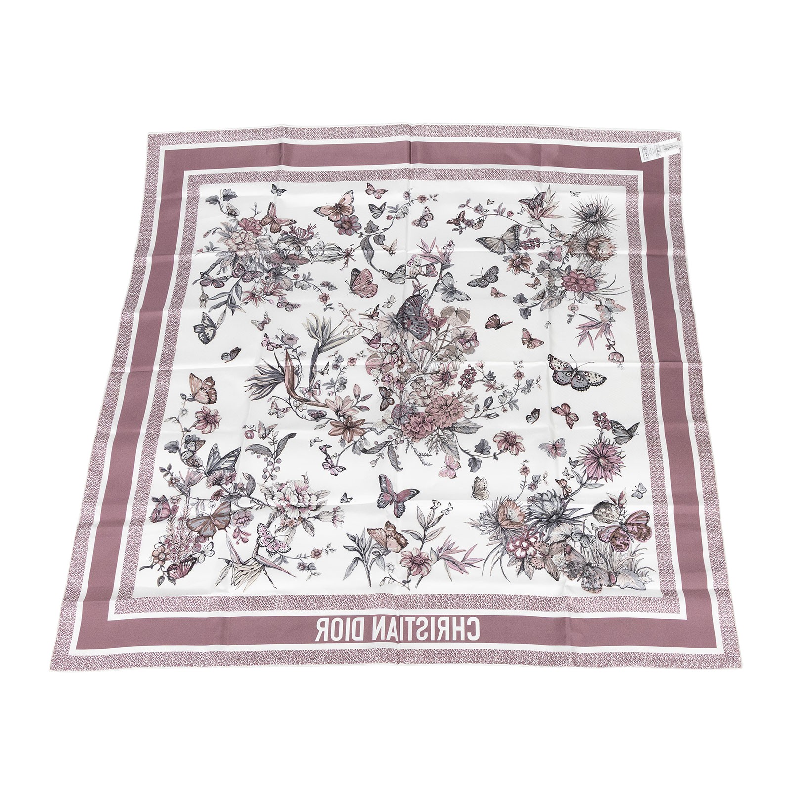 迪奧 CHRISTIAN DIOR Toile de Jouy Mexico 絲巾 41BUT090I613 粉紫蝴蝶絲巾 無附屬品