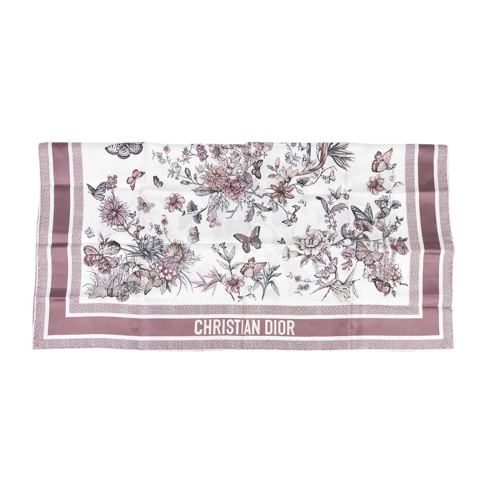 迪奧 CHRISTIAN DIOR Toile de Jouy Mexico 絲巾 41BUT090I613 粉紫蝴蝶絲巾 無附屬品