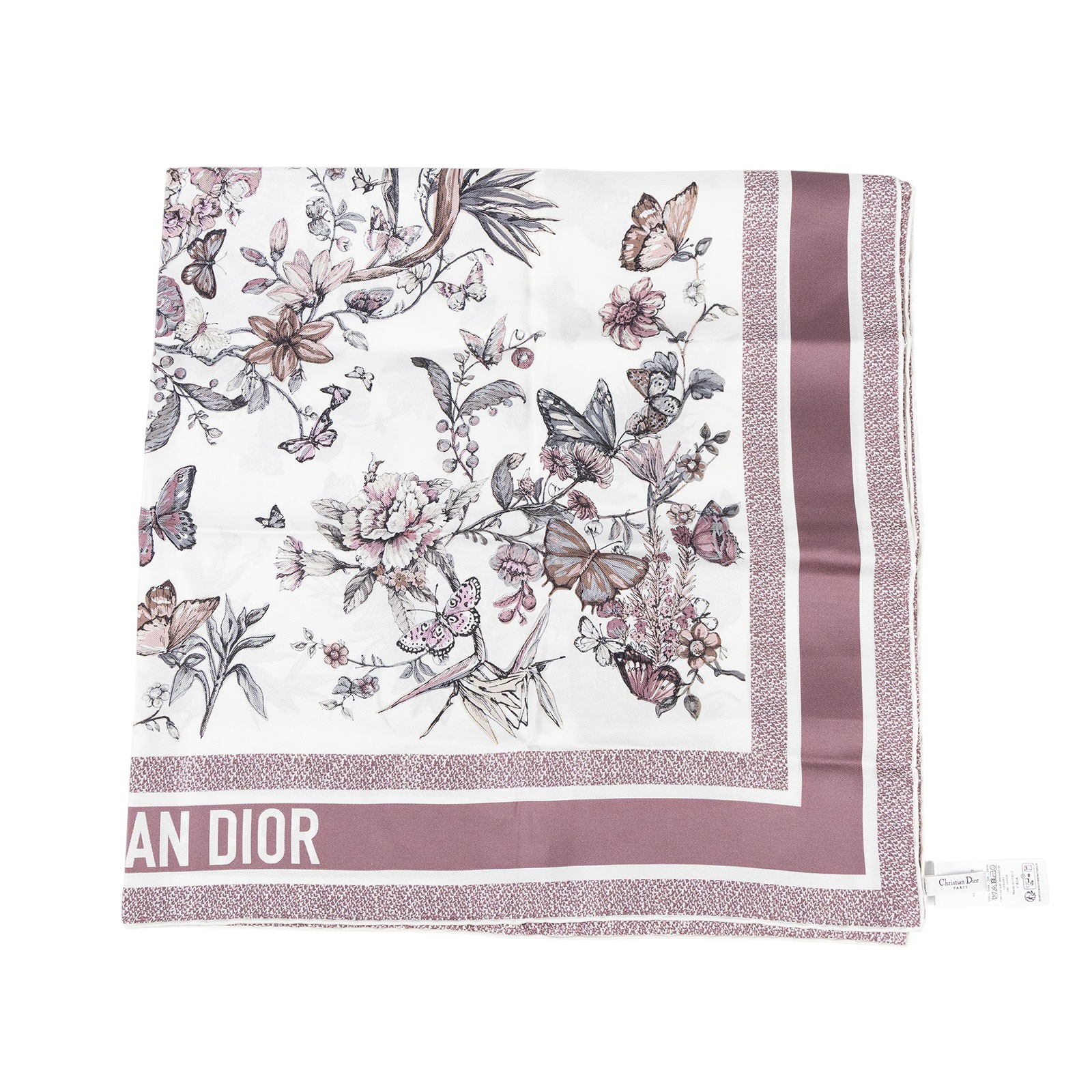 迪奧 CHRISTIAN DIOR Toile de Jouy Mexico 絲巾 41BUT090I613 粉紫蝴蝶絲巾 無附屬品
