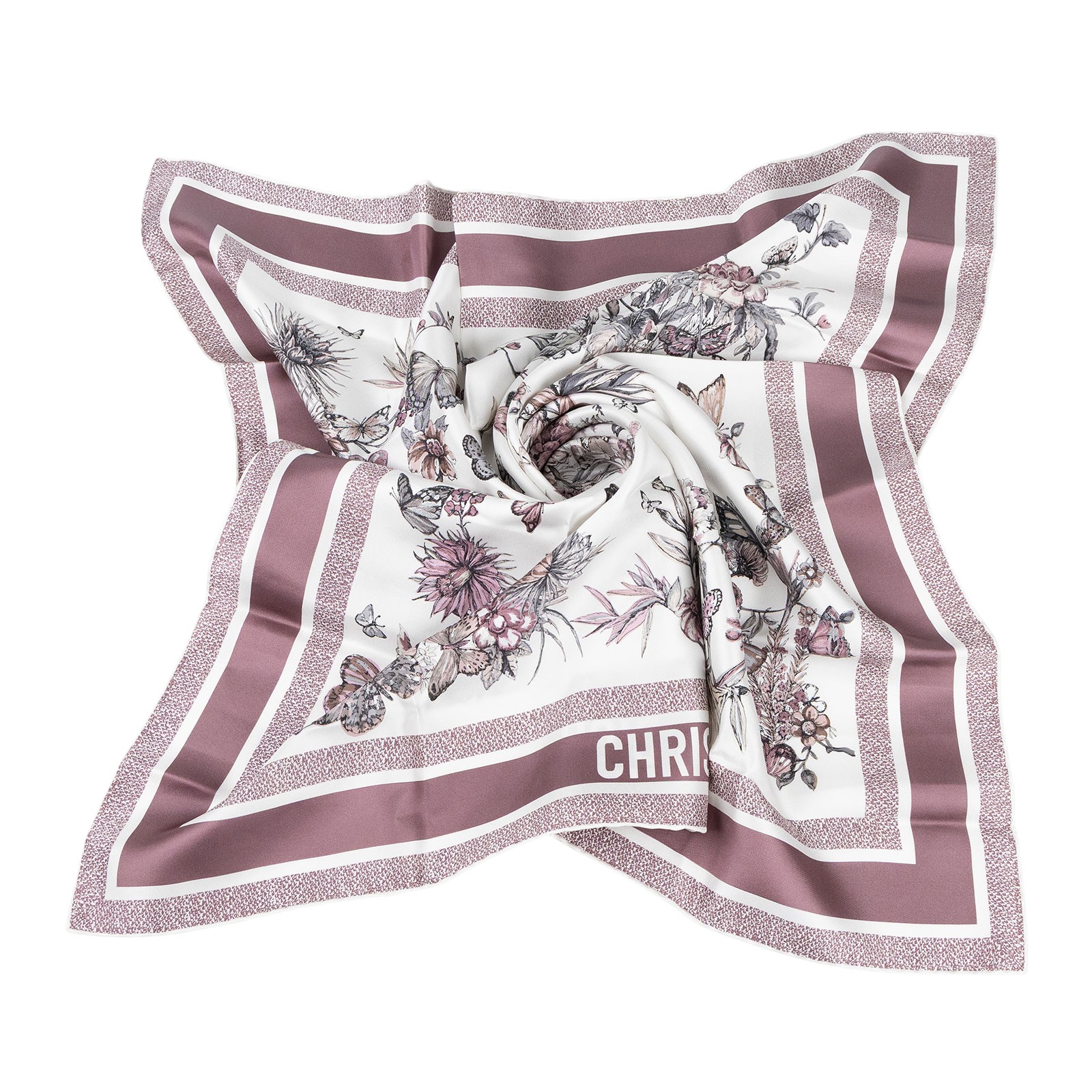 迪奧 CHRISTIAN DIOR Toile de Jouy Mexico 絲巾 41BUT090I613 粉紫蝴蝶絲巾 無附屬品
