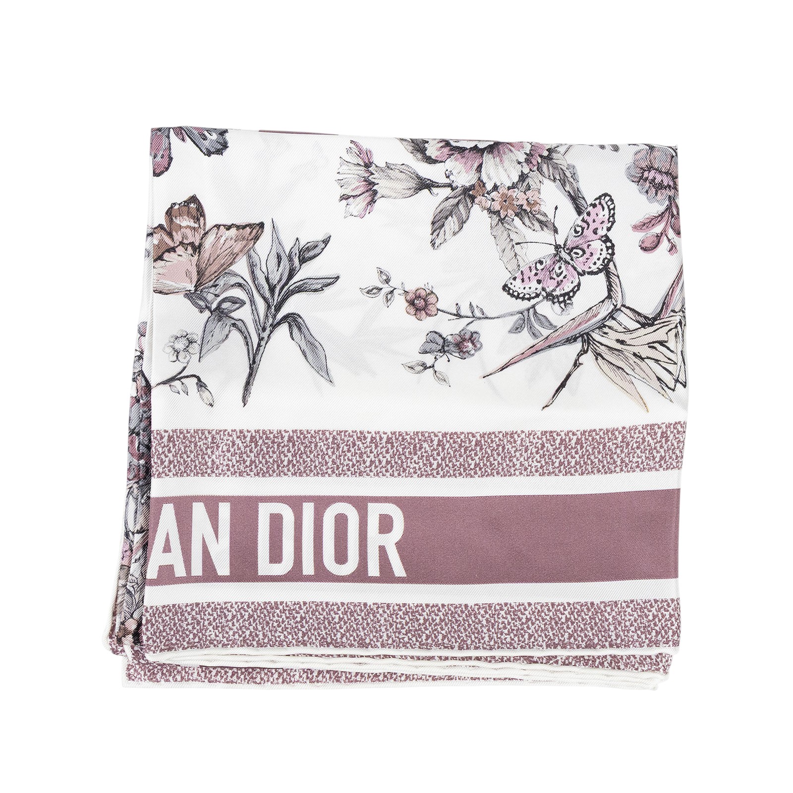 迪奧 CHRISTIAN DIOR Toile de Jouy Mexico 絲巾 41BUT090I613 粉紫蝴蝶絲巾 無附屬品