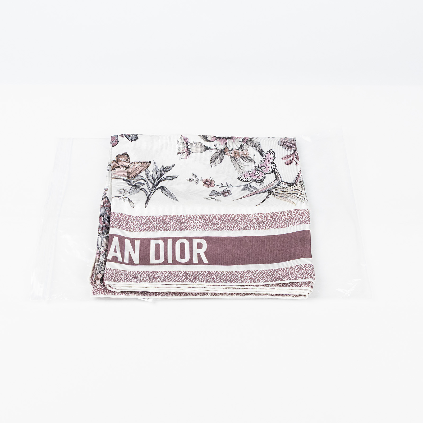 迪奧 CHRISTIAN DIOR Toile de Jouy Mexico 絲巾 41BUT090I613 粉紫蝴蝶絲巾 無附屬品