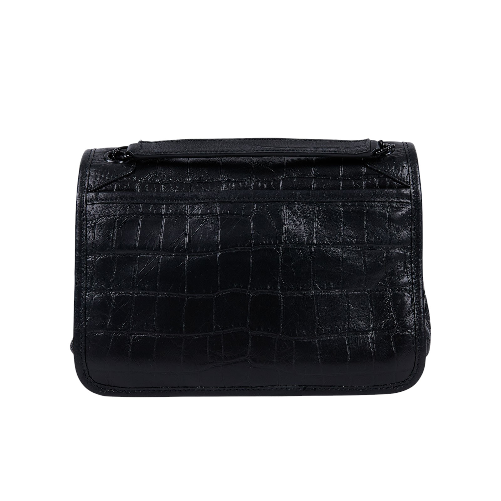 聖羅蘭 YSL SAINT LAURENT Niki 鱷魚皮壓紋 Baby 斜背 翻蓋包 同色五金 6331511K00D  原廠盒子/防塵袋