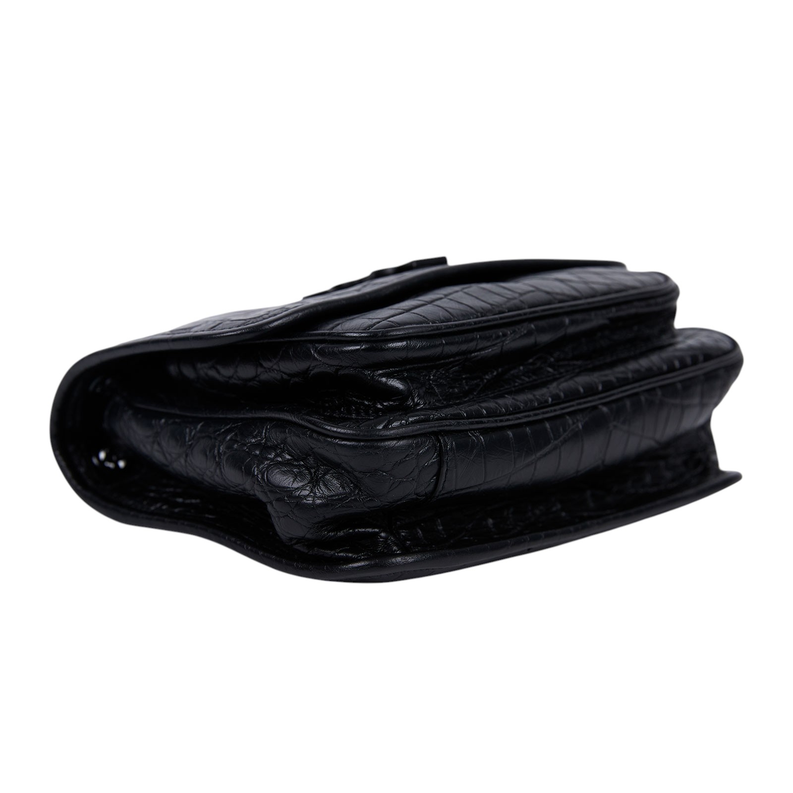 聖羅蘭 YSL SAINT LAURENT Niki 鱷魚皮壓紋 Baby 斜背 翻蓋包 同色五金 6331511K00D  原廠盒子/防塵袋