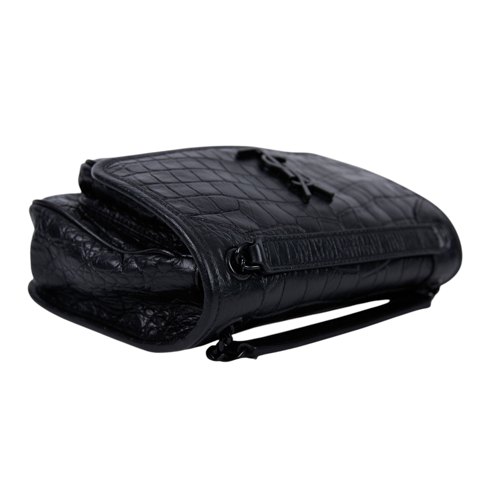 聖羅蘭 YSL SAINT LAURENT Niki 鱷魚皮壓紋 Baby 斜背 翻蓋包 同色五金 6331511K00D  原廠盒子/防塵袋