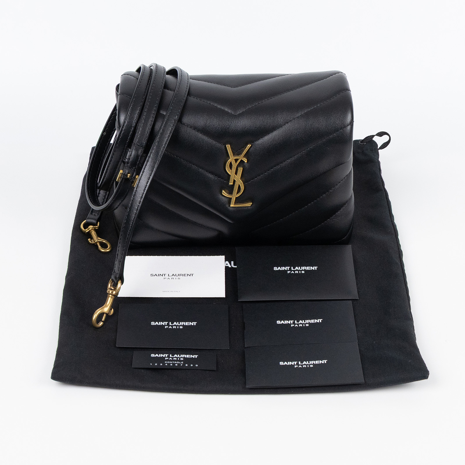 聖羅蘭 YSL SAINT LAURENT Loulou 絎縫 小牛皮 TOY 迷你 手袋  肩背 斜背包 金色五金 678401DV707  防塵袋