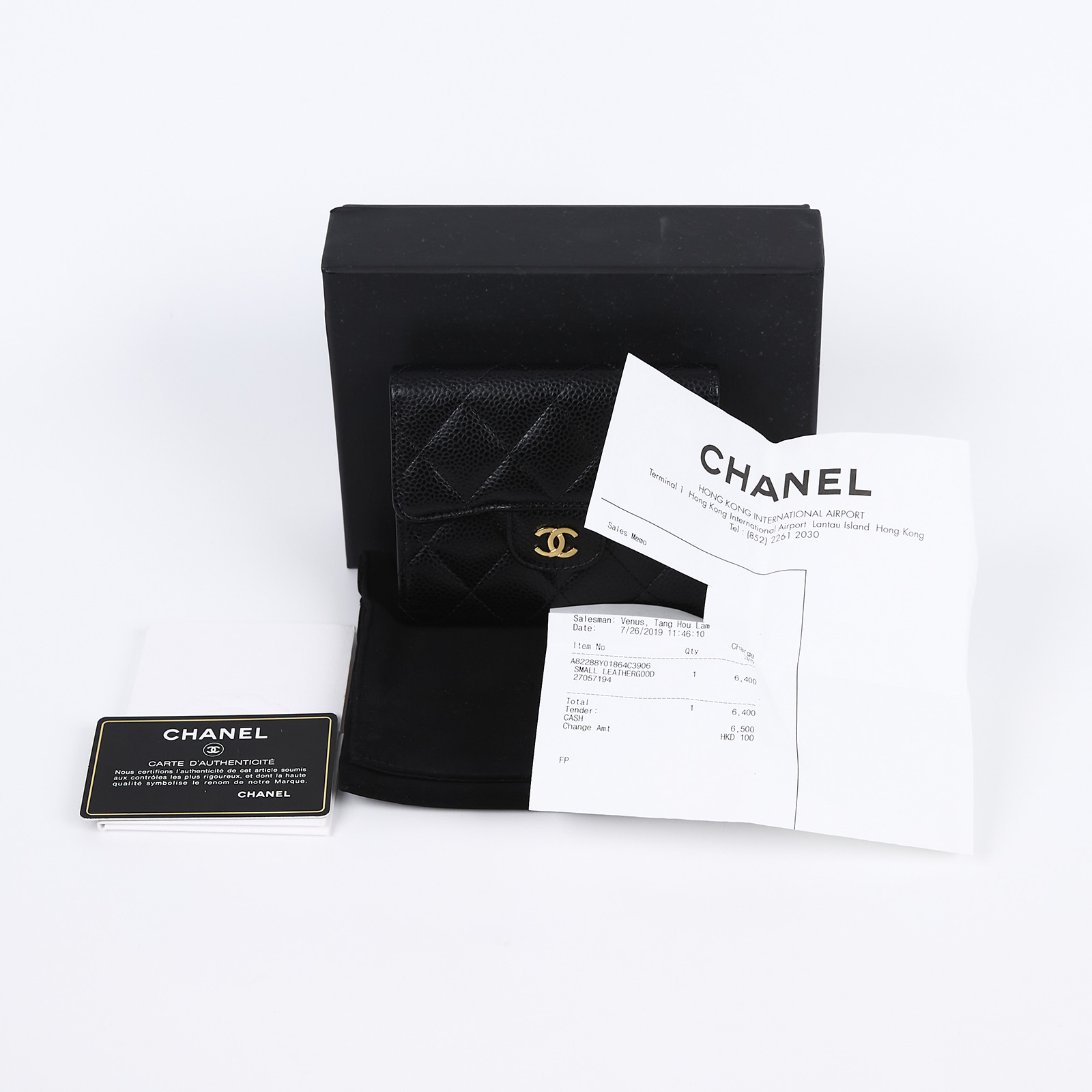 香奈兒 CHANEL 錢包 三摺 短夾 A82288 Y01864 27開 黑荔枝三折短夾 原廠盒子/防塵袋/保證卡/購買證明