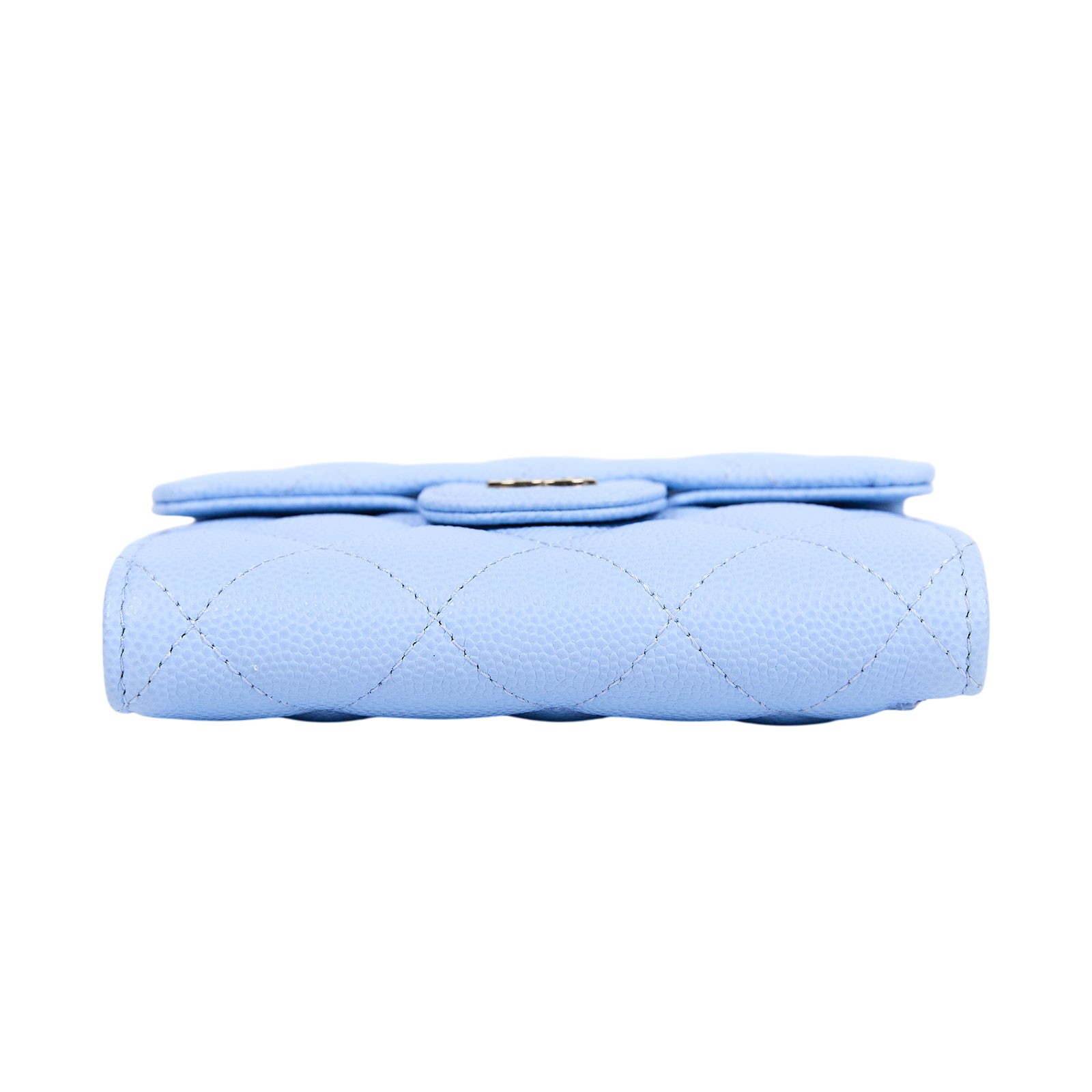 香奈兒 CHANEL 經典 小型 口蓋 皮夾 小牛皮 短夾  AP0231 Y33352 晶片款 寶寶藍荔枝三折短夾 原廠盒子/防塵袋/購買證明