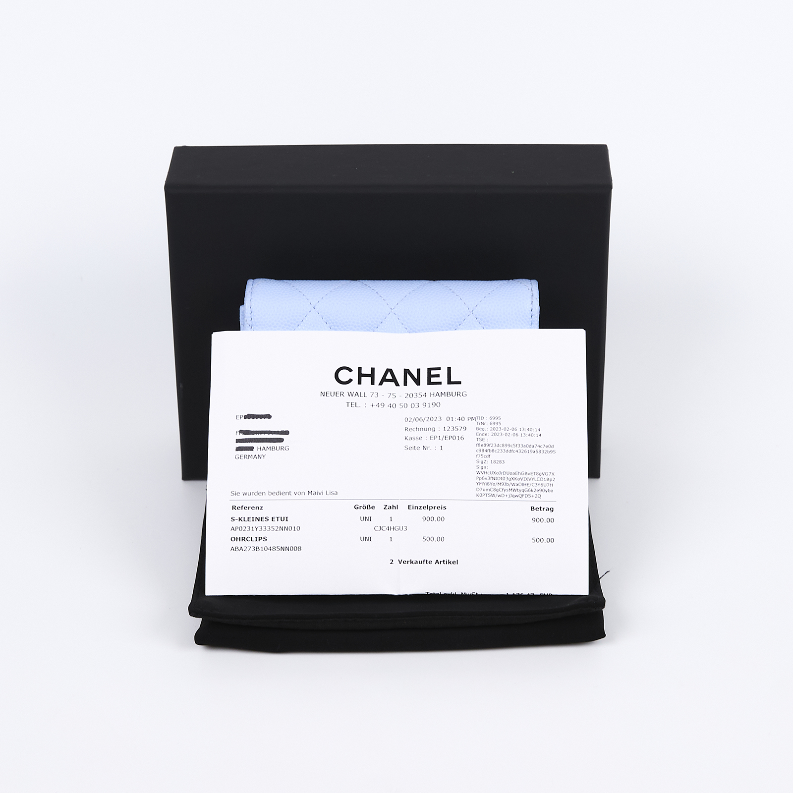 香奈兒 CHANEL 經典 小型 口蓋 皮夾 小牛皮 短夾  AP0231 Y33352 晶片款 寶寶藍荔枝三折短夾 原廠盒子/防塵袋/購買證明