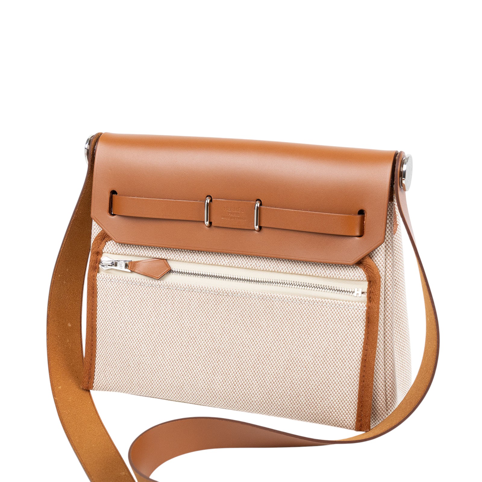 愛馬仕 Hermes Herbag Zip 20 銀色五金 米白 米色 焦糖棕 H085414CKAA  原廠盒子/防塵袋/購買證明影本