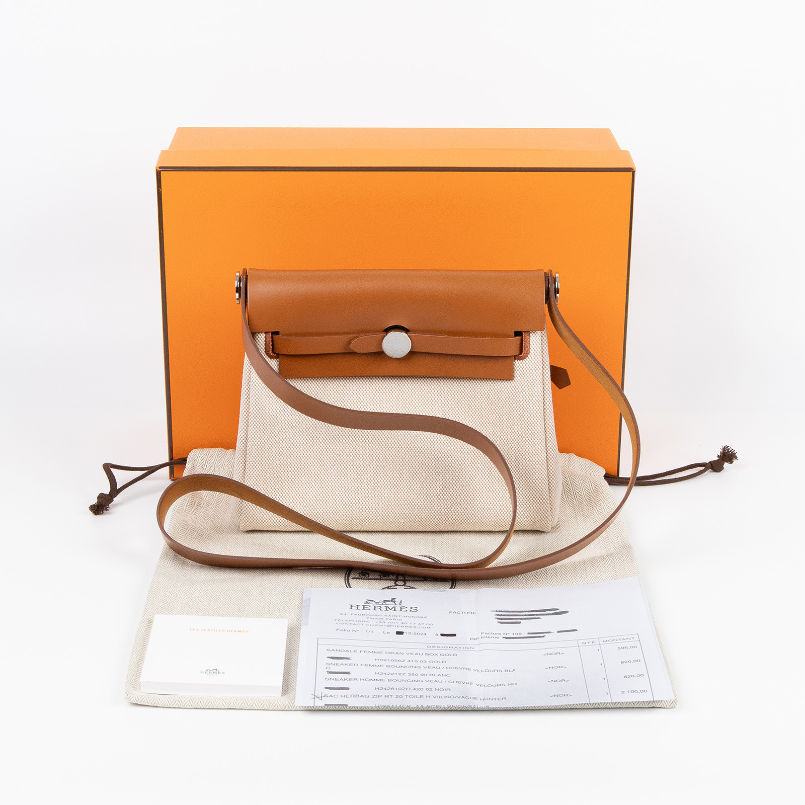 愛馬仕 Hermes Herbag Zip 20 銀色五金 米白 米色 焦糖棕 H085414CKAA  原廠盒子/防塵袋/購買證明影本