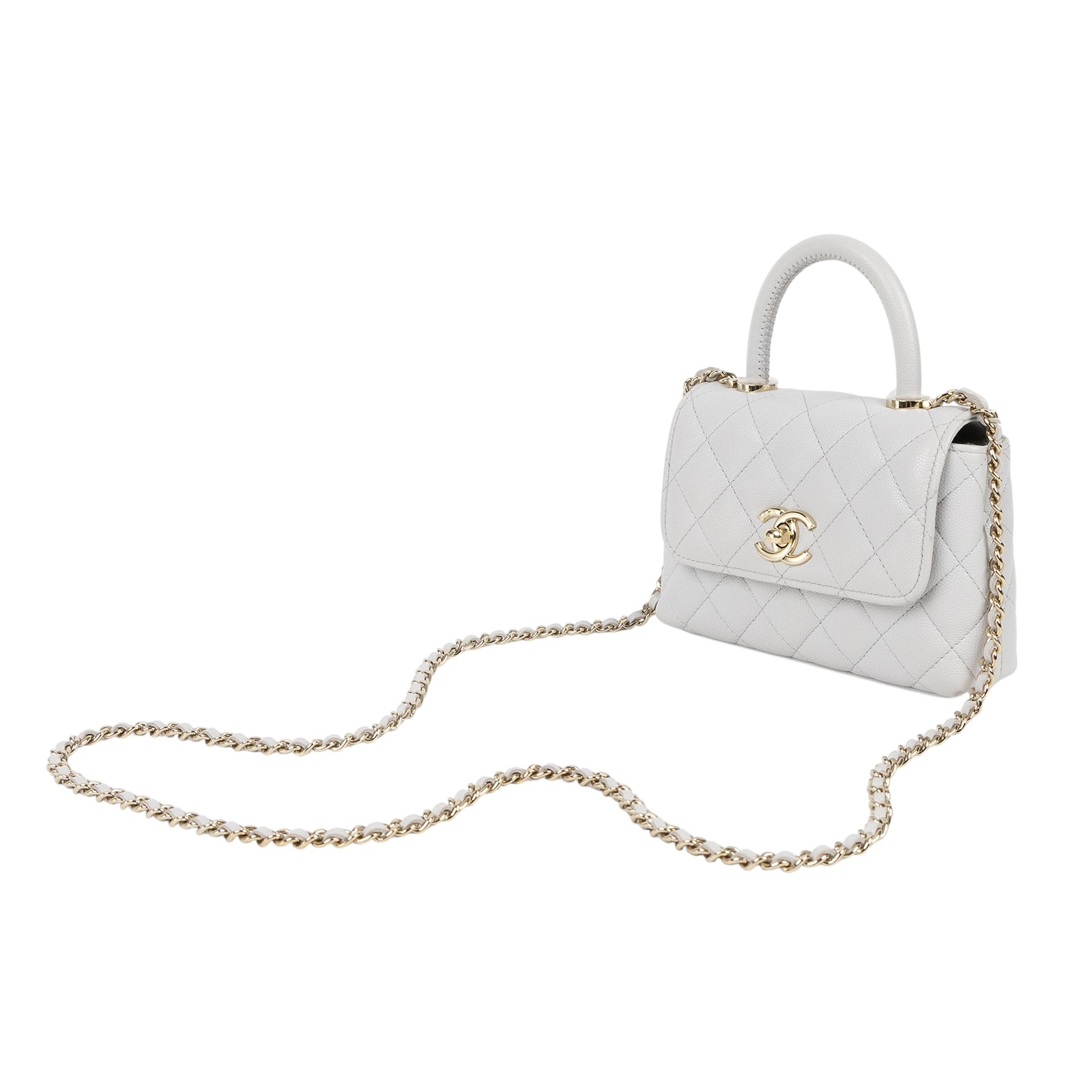 香奈兒 CHANEL Handle 手提 口蓋包 迷你 AP4244 B05061 灰色小HANDLE 原廠盒子/防塵袋/韓國購買證明