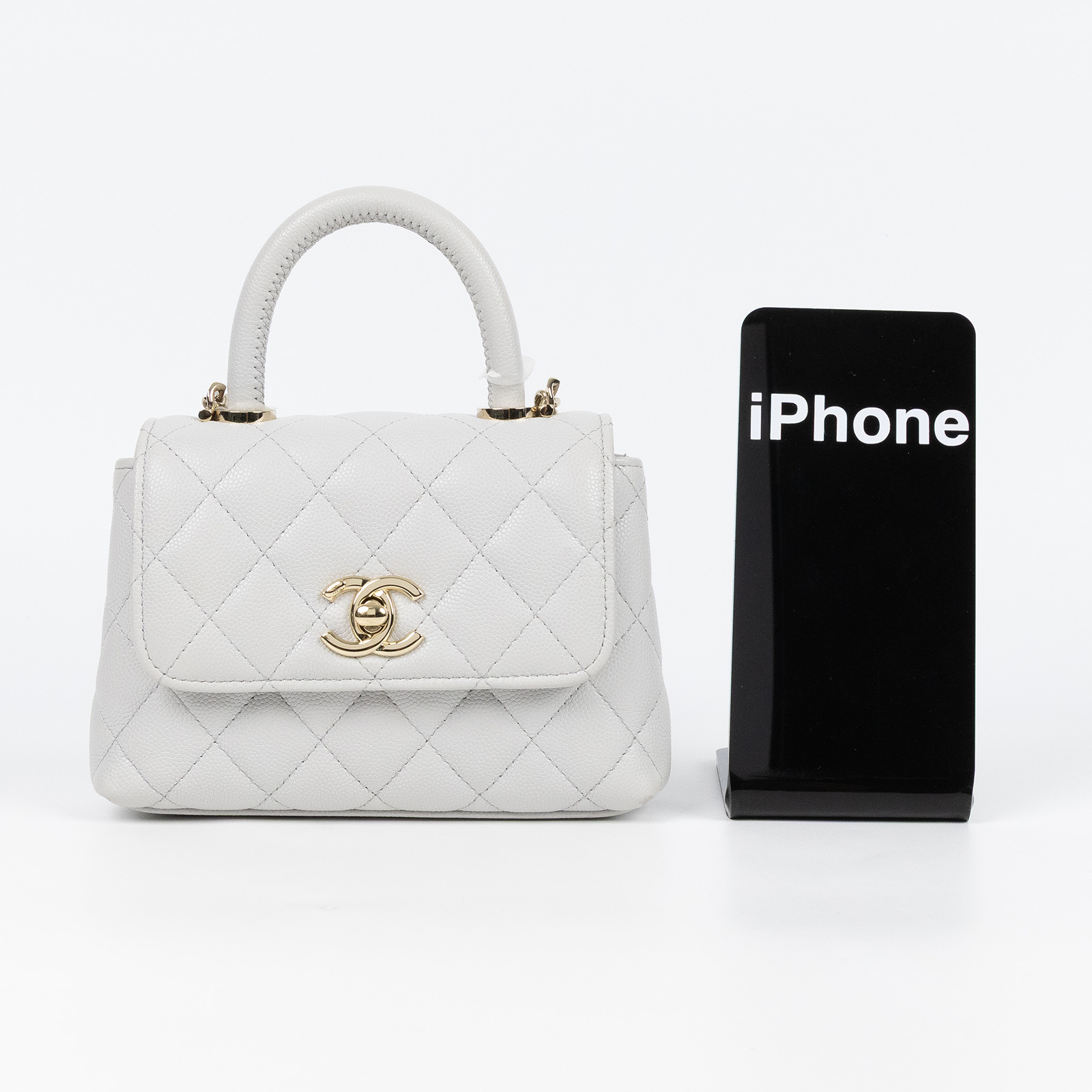 香奈兒 CHANEL Handle 手提 口蓋包 迷你 AP4244 B05061 灰色小HANDLE 原廠盒子/防塵袋/韓國購買證明